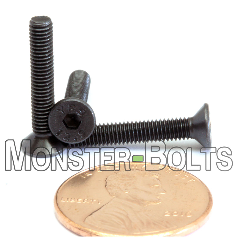 M3 Flat Head Socket Cap screws, Class 12.9 Alloy Steel w/ Black Oxide