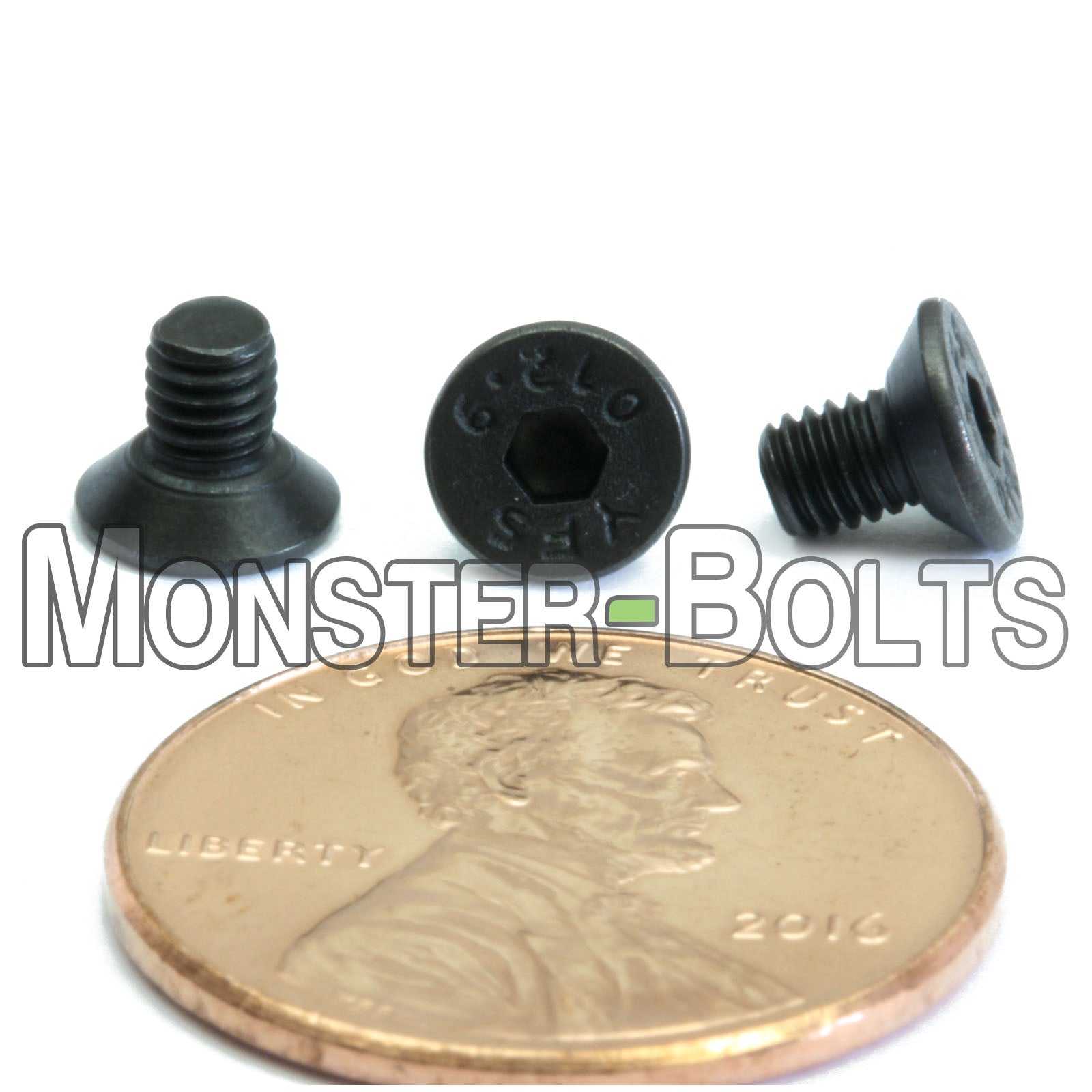 M3 Flat Head Socket Cap screws, Class 12.9 Alloy Steel w/ Black Oxide