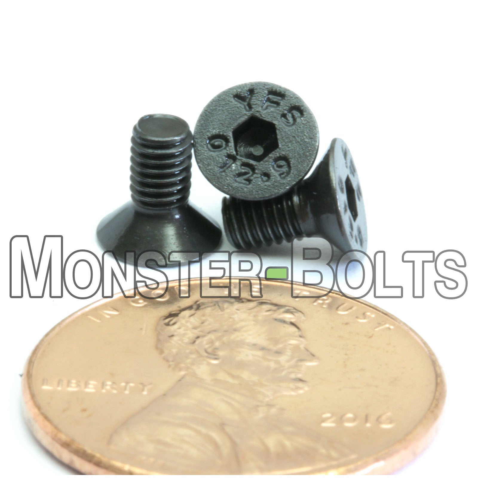 M3 Flat Head Socket Cap screws, Class 12.9 Alloy Steel w/ Black Oxide