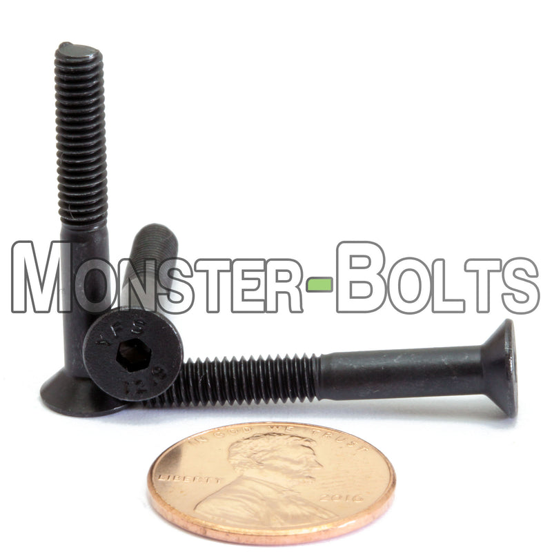 M4 Flat Head Socket Cap screws, Class 12.9 Alloy Steel w/ Black Oxide