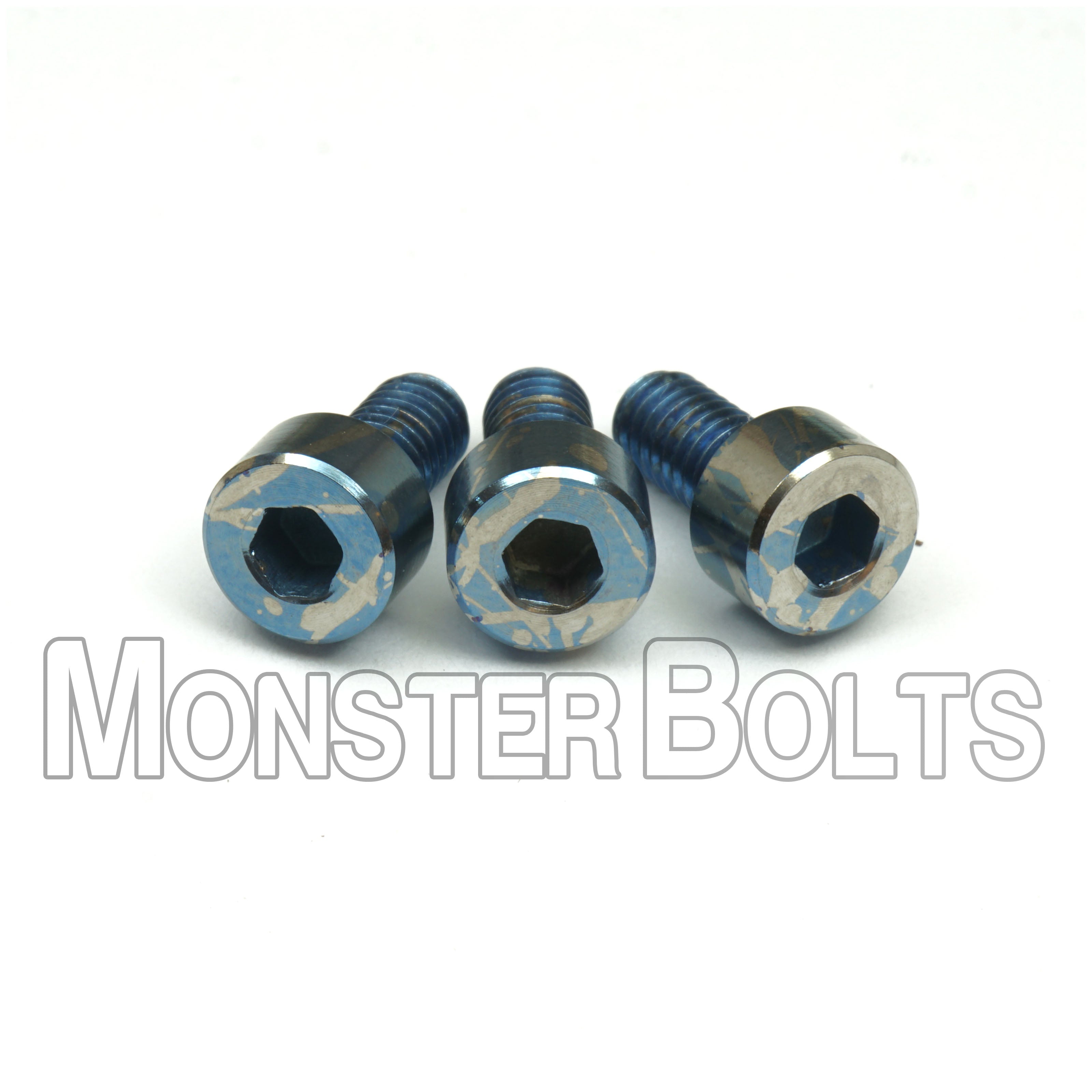 1 Available - Set of Light Blue Splatter Anodized Titanium Locking Nut Screws - For Floyd Rose