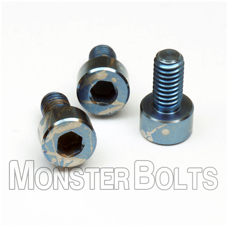 1 Available - Set of Light Blue Splatter Anodized Titanium Locking Nut Screws - For Floyd Rose
