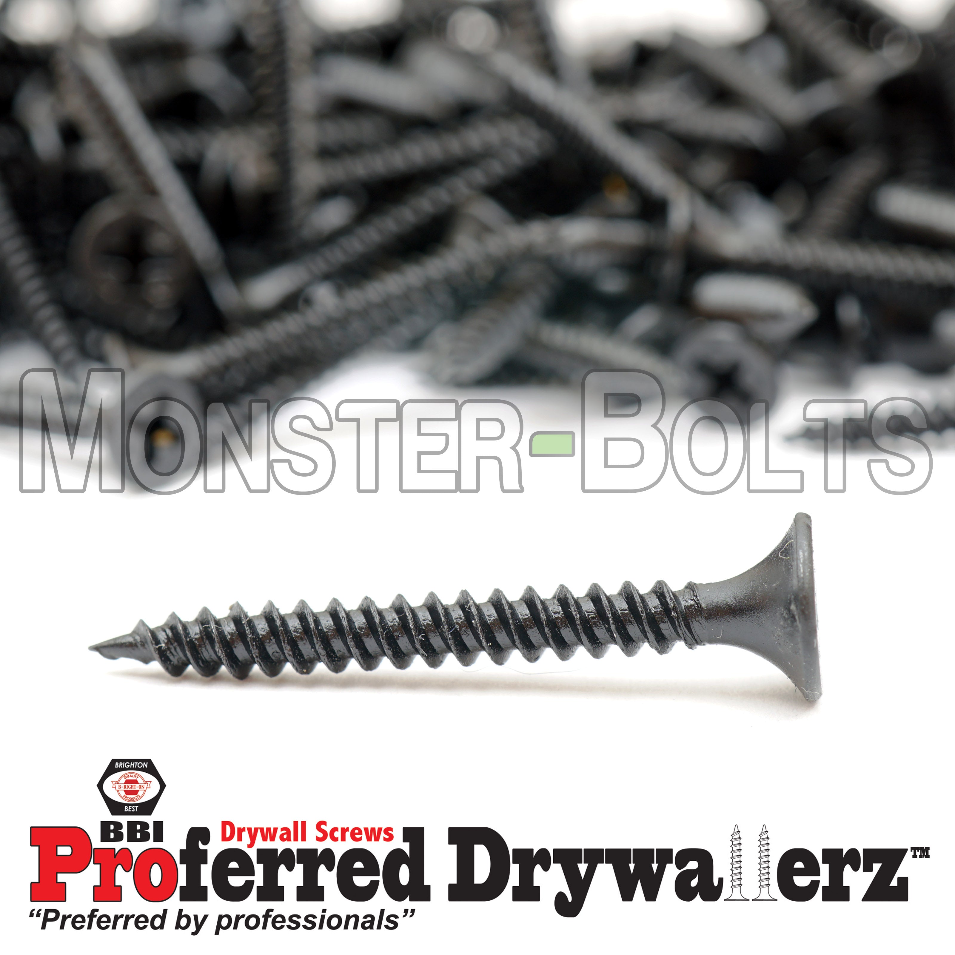 Bugle Head Phillips Fine Thread Drywall Screws, Black Phosphate (Taiwan) - Proferred Drywallerz™ (Bulk)