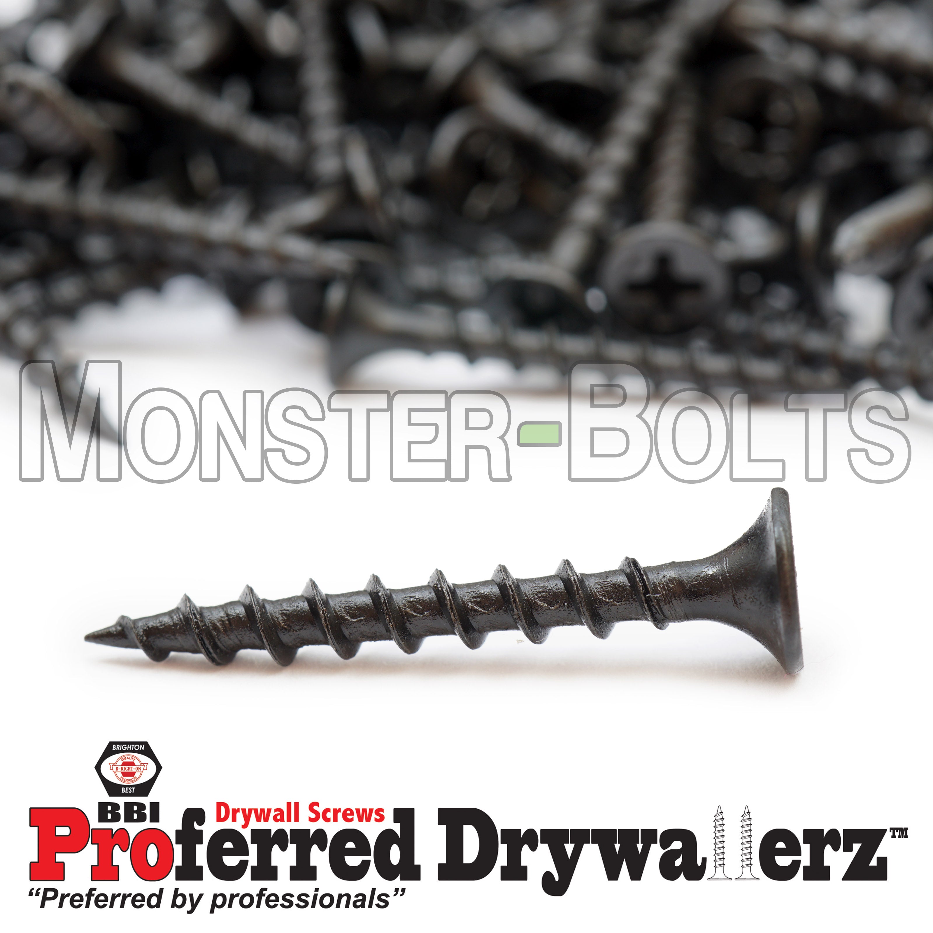 Bugle Head Phillips Coarse Thread Drywall Screws, Black Phosphate (Taiwan) - Proferred Drywallerz™ (Bulk)