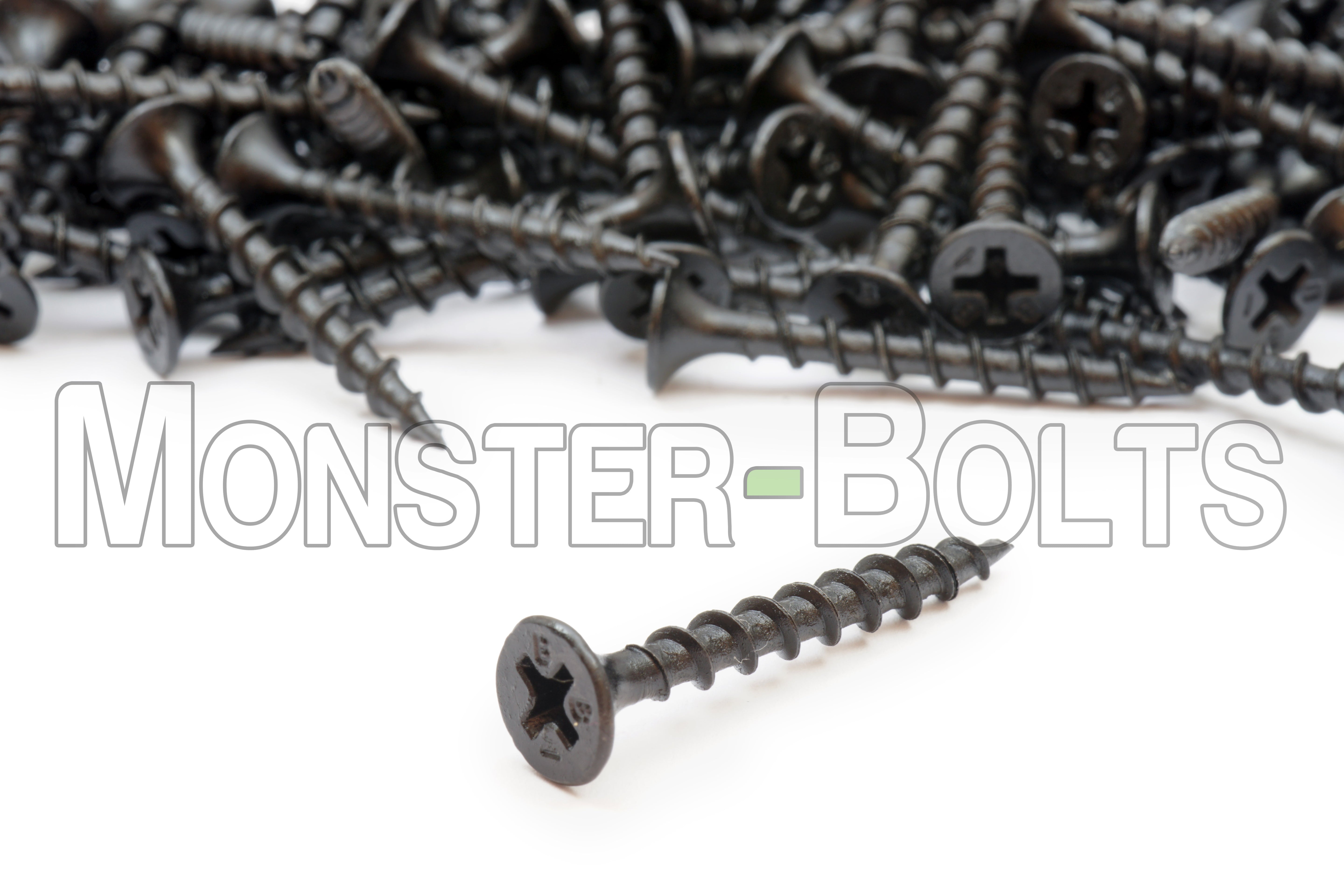 Bugle Head Phillips Coarse Thread Drywall Screws, Black Phosphate (Taiwan) - Proferred Drywallerz™ (Bulk)