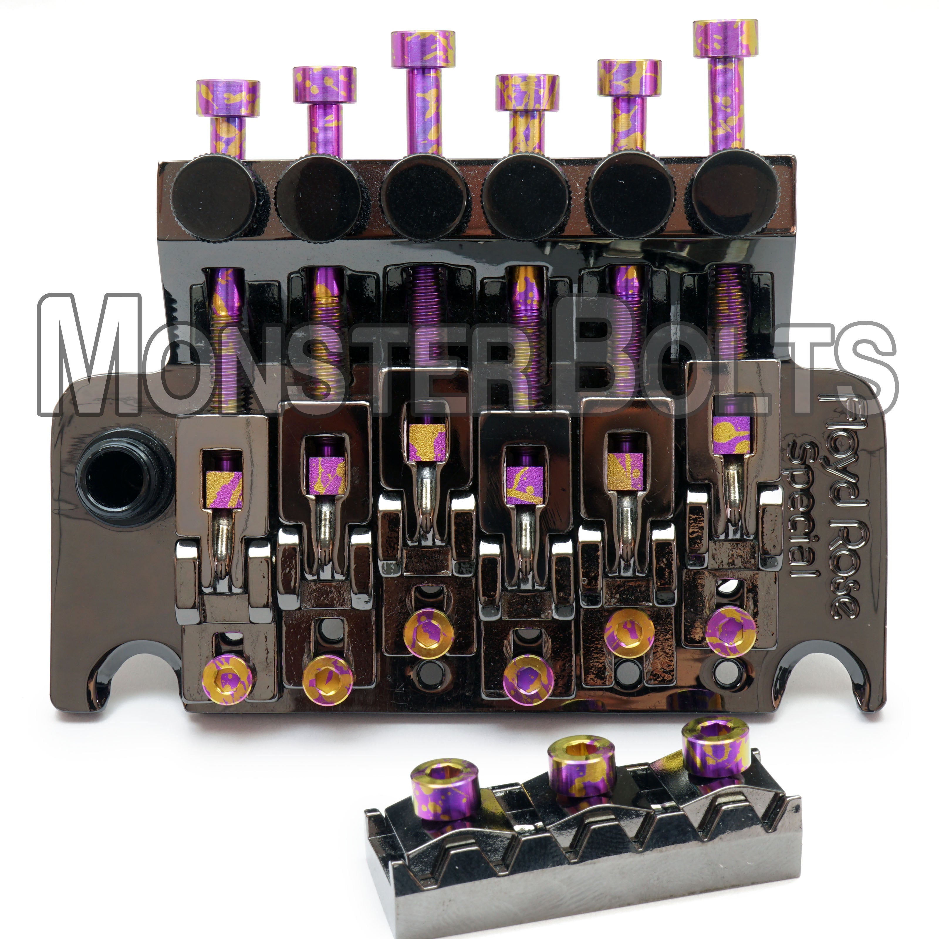 Full Set of Purple and Gold Splatter Anodized Titanium - For Floyd Rose / Ibanez Edge