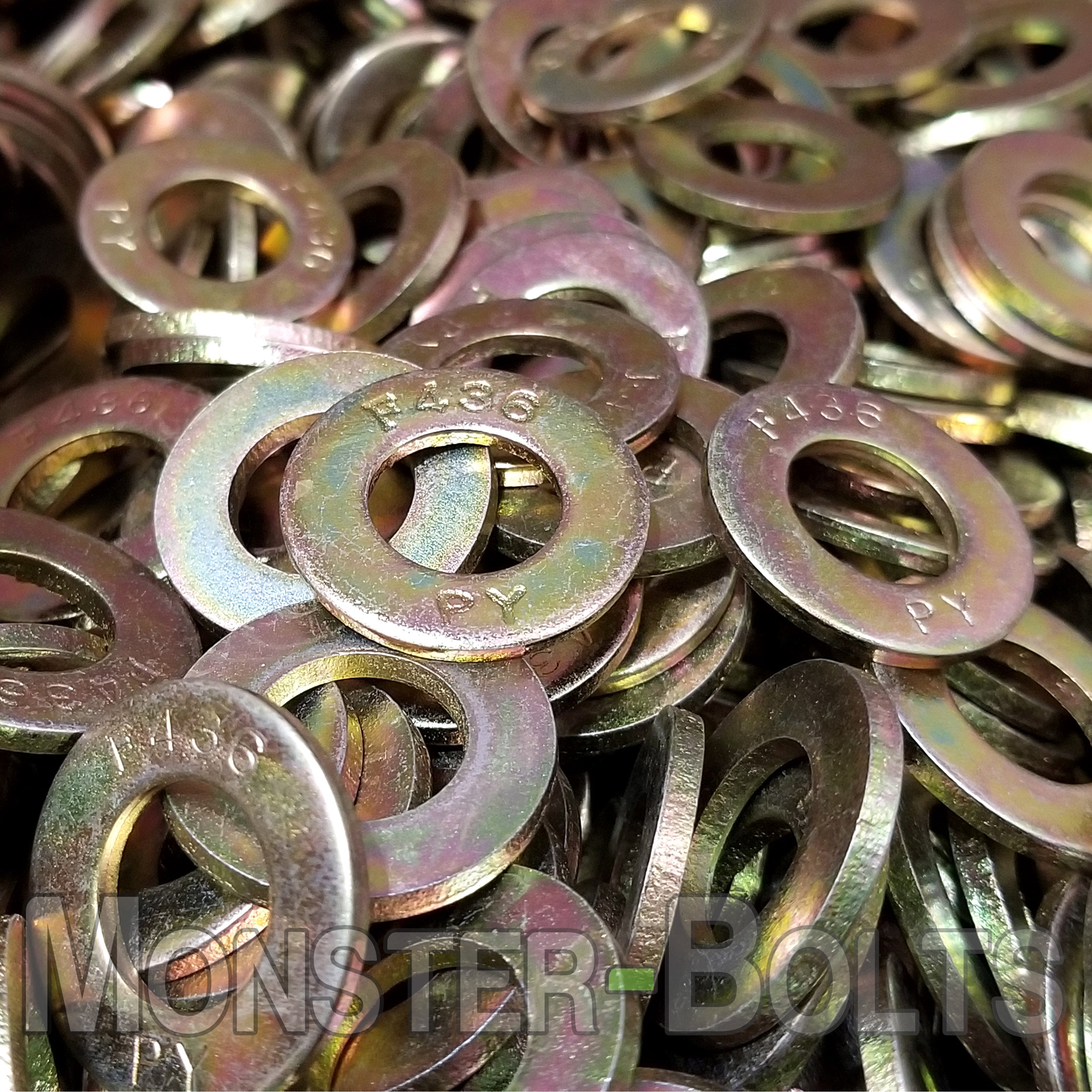 BULK US / Inch - F436 Structural Flat Washers, Zinc-Yellow Plated Steel