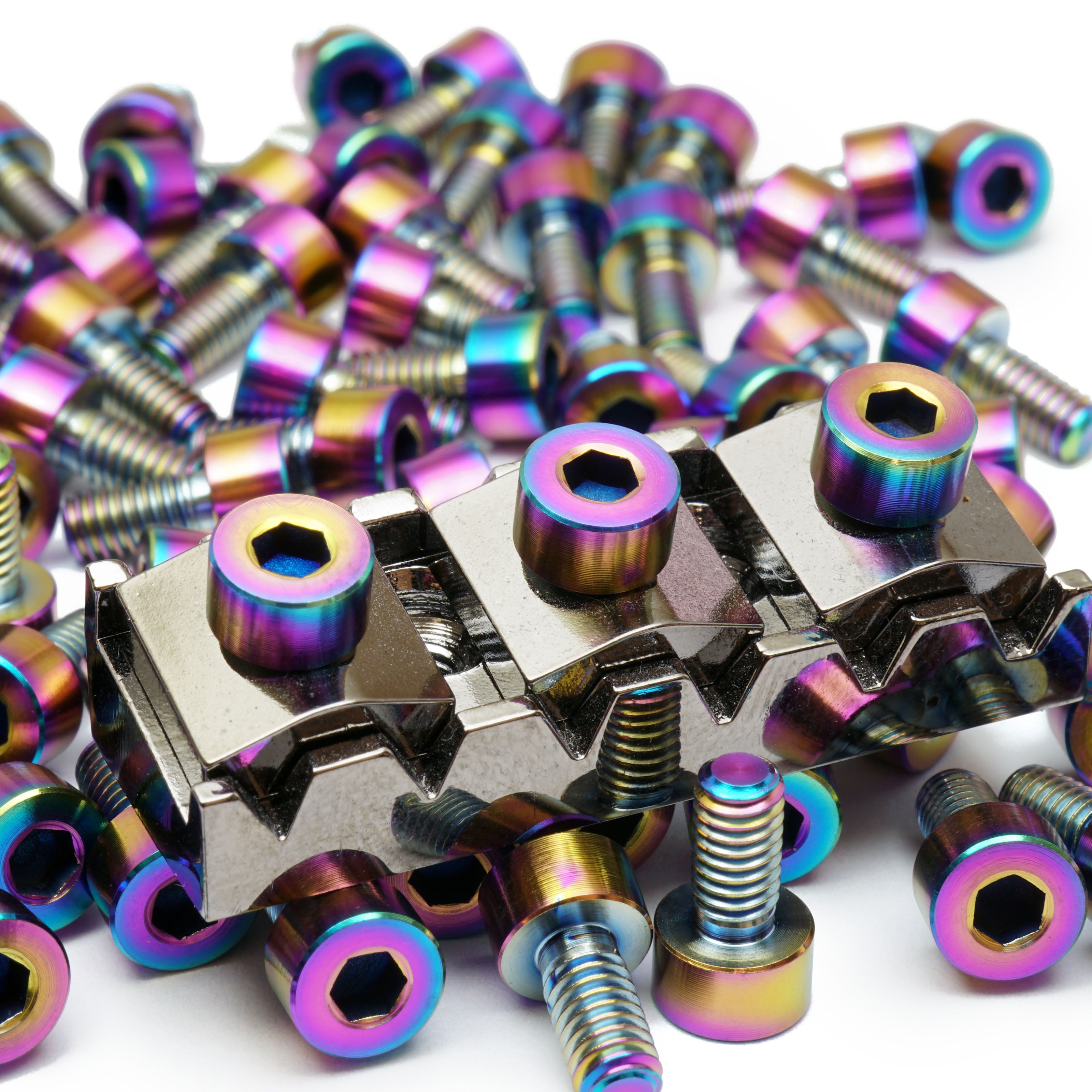 Titanium Guitar Locking Nut Screws, Oil Slick Anodized - Floyd Rose Tremolo