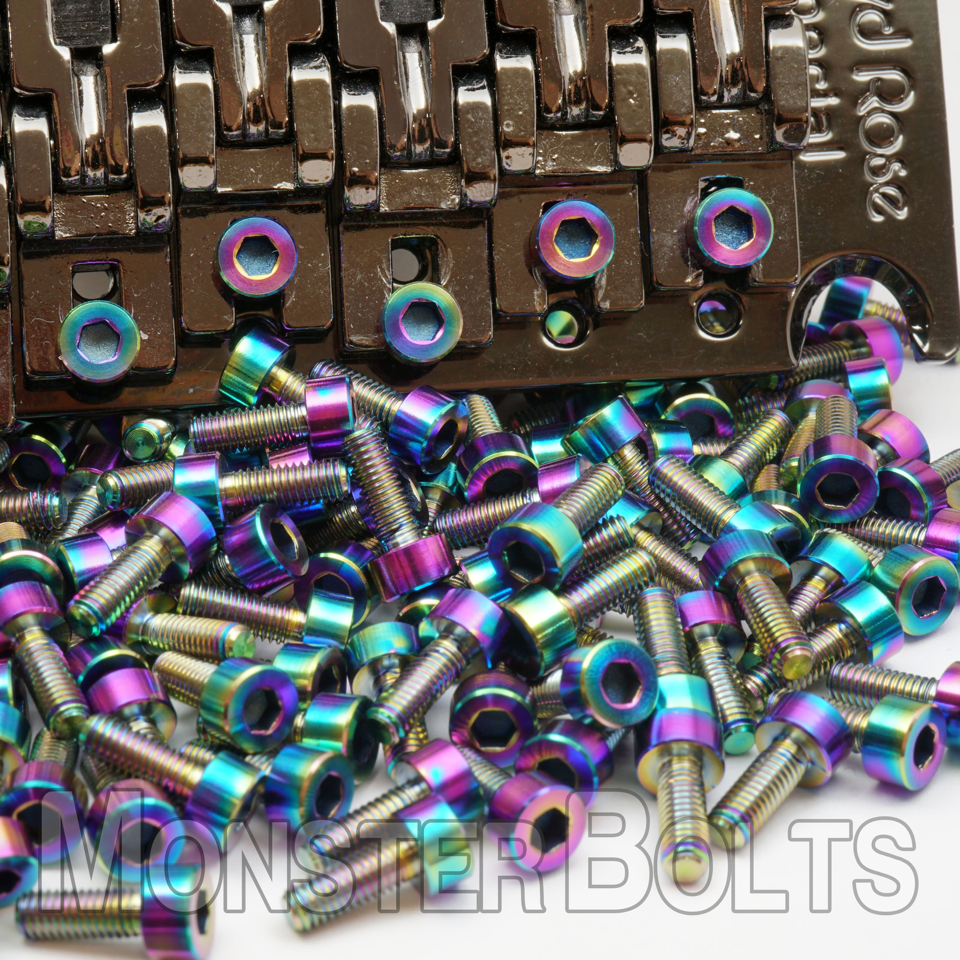 Oil Slick Anodized Titanium, Guitar Saddle Intonation Screws - Floyd Rose Tremolo