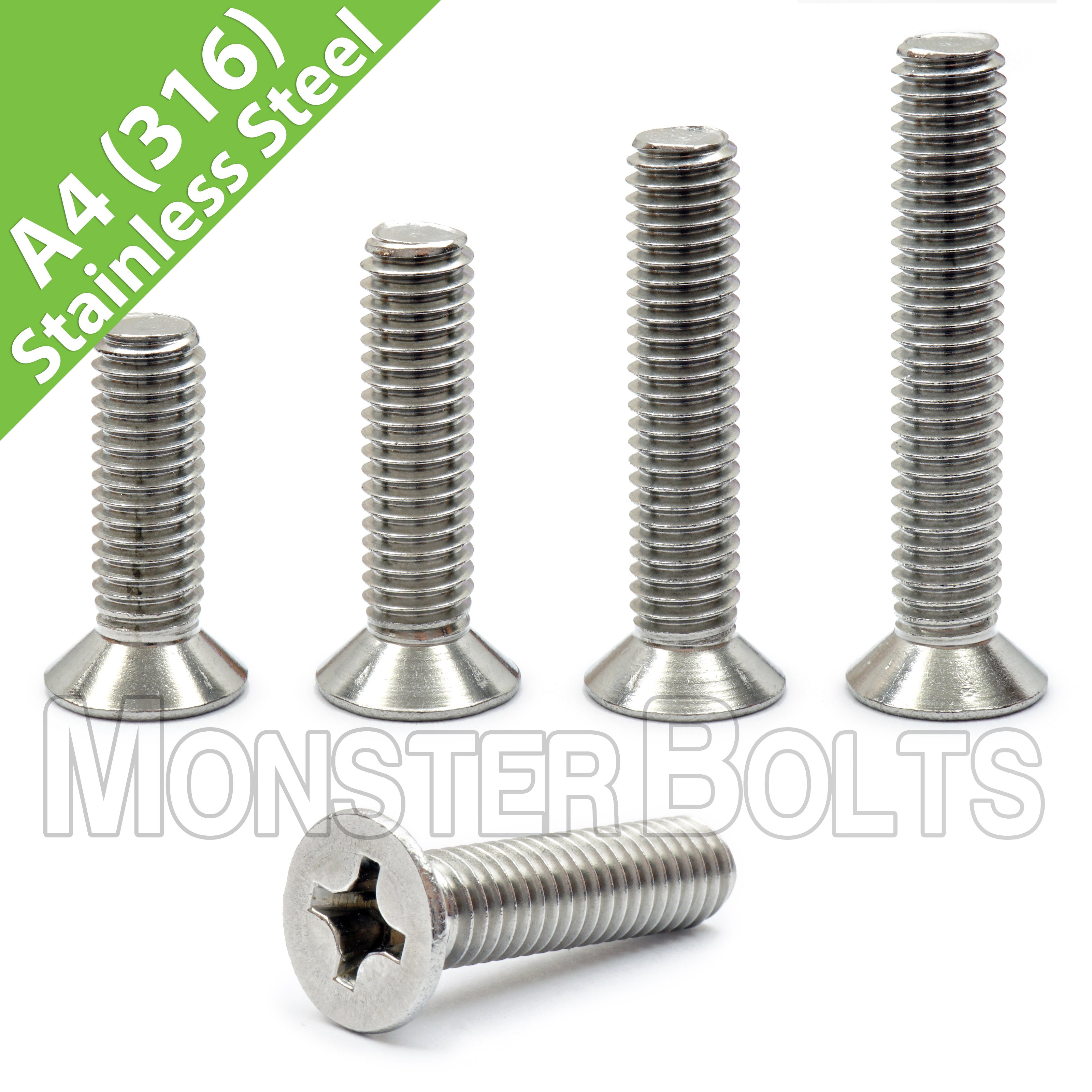 Bulk 5/16"-18 Machine Screws Phillips Flat Head Stainless Steel 316 (A4)