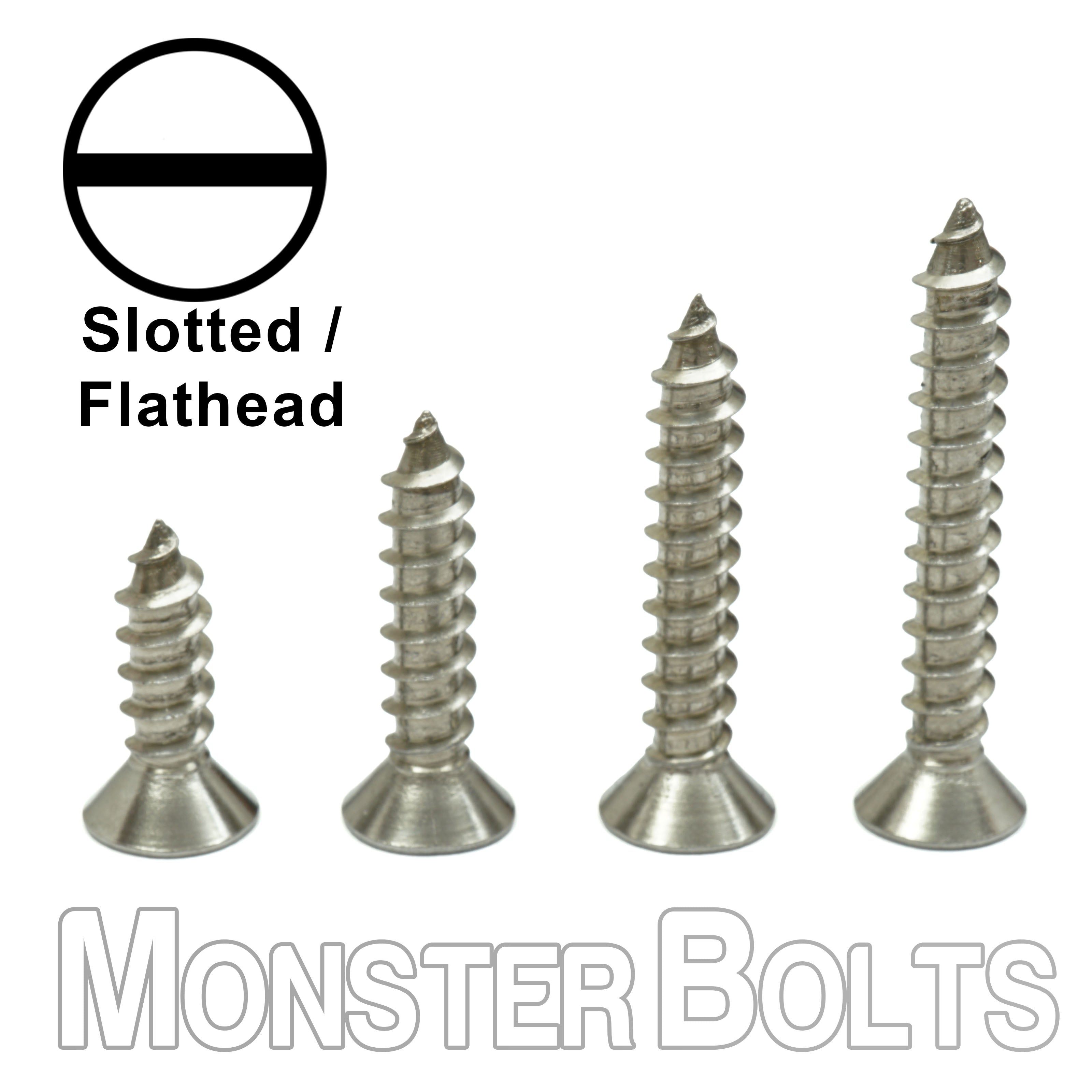 Bulk #6 Flat Head Slotted Self-Tapping Screws – Type A – Zinc CR+3