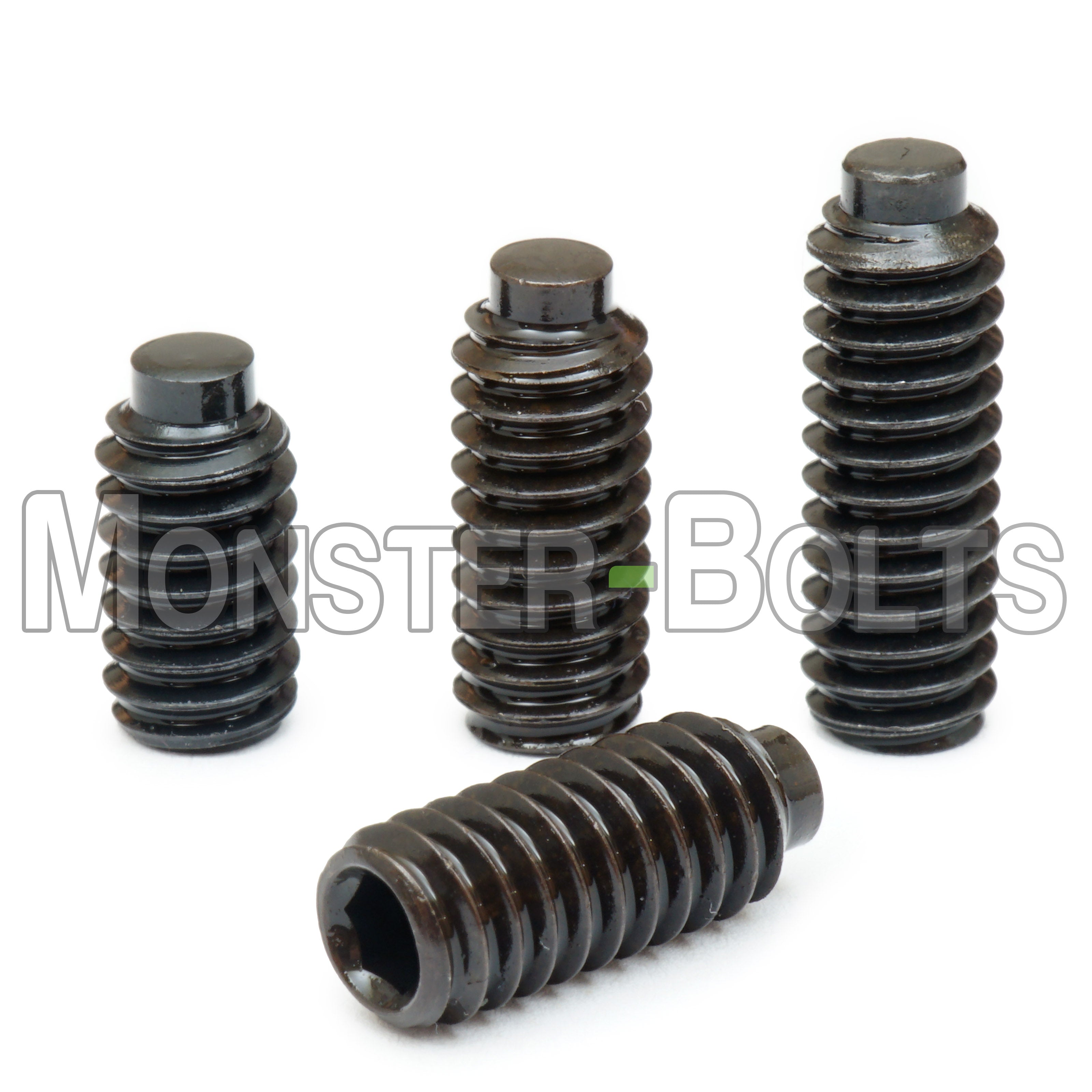 Bulk 1/4"-28 Socket Set Screws, 1/2 Dog Point, Alloy Steel (Black Oxide)