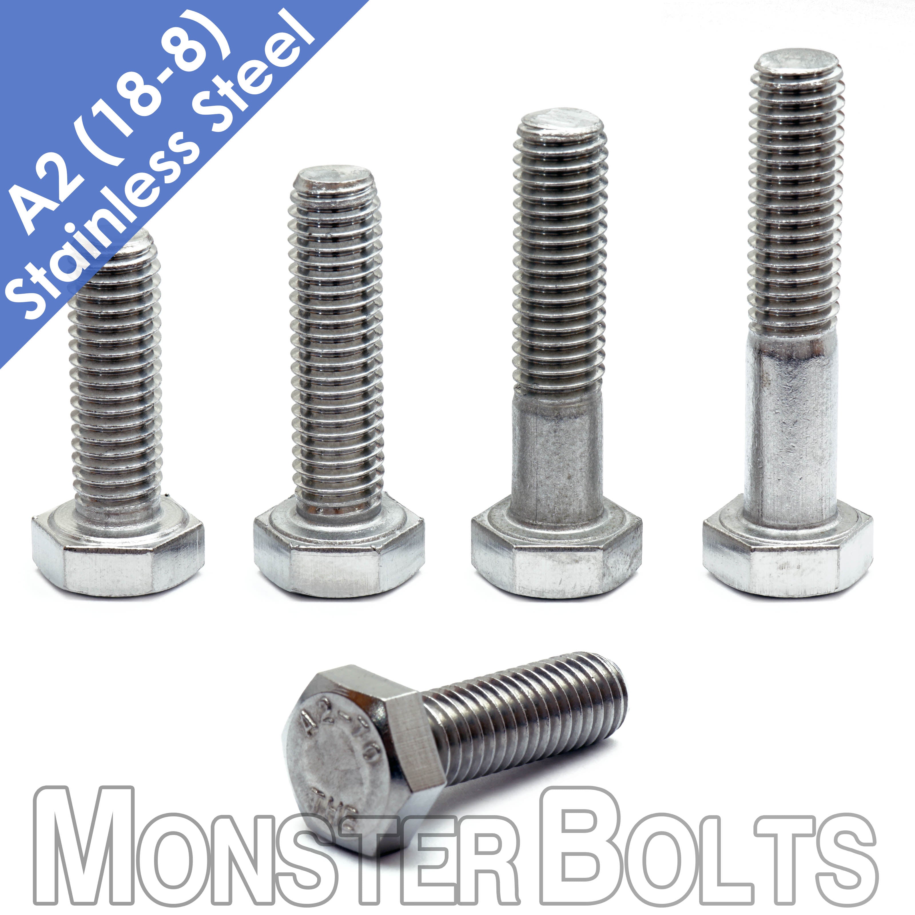 Bulk M10-1.50 DIN 933 / 931 Hex Cap Screws Coarse Stainless A2 (18-8)