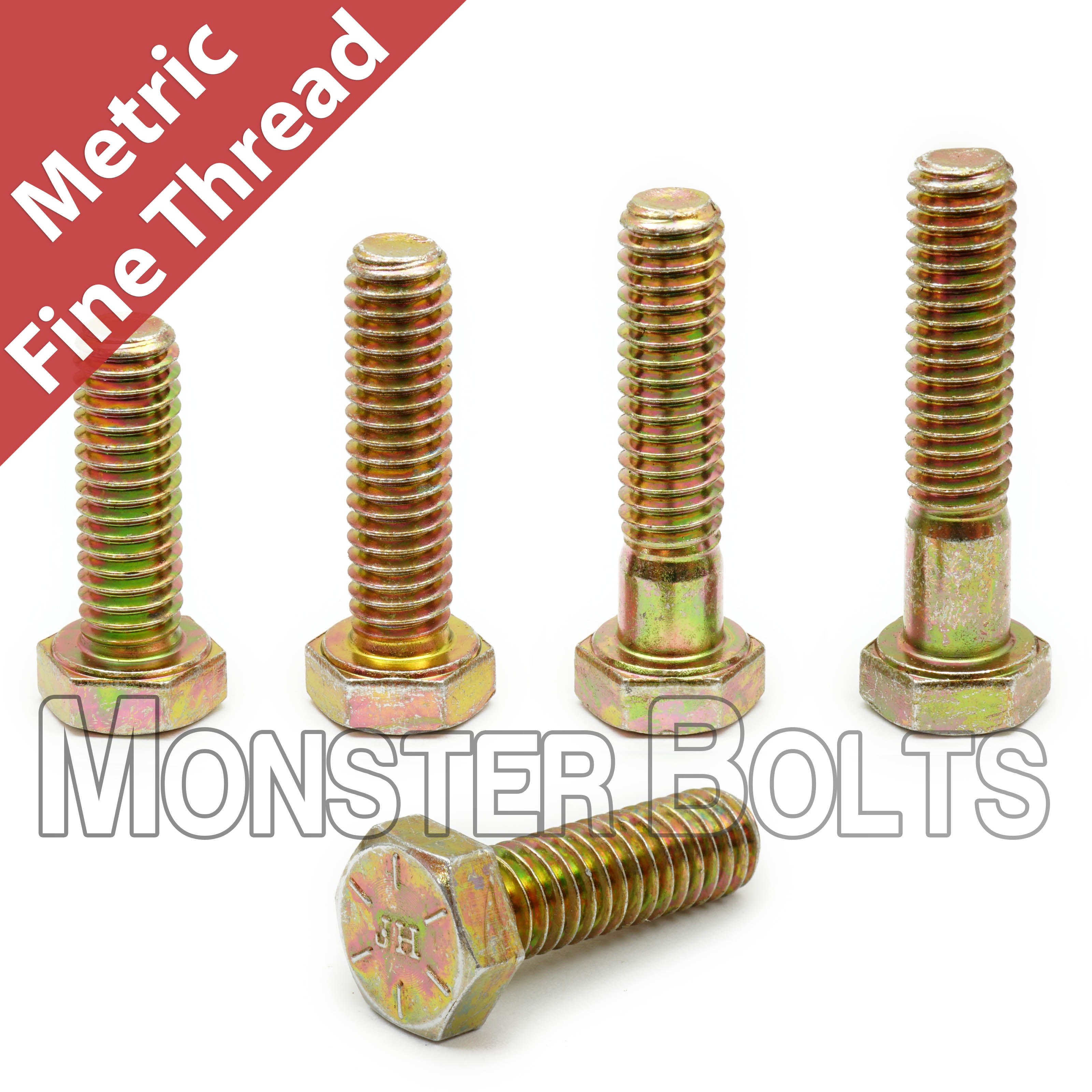 M12-1.50 DIN 961 / 960 Hex Cap Screws 10.9 Fine Zinc Yellow CR+6 Bake