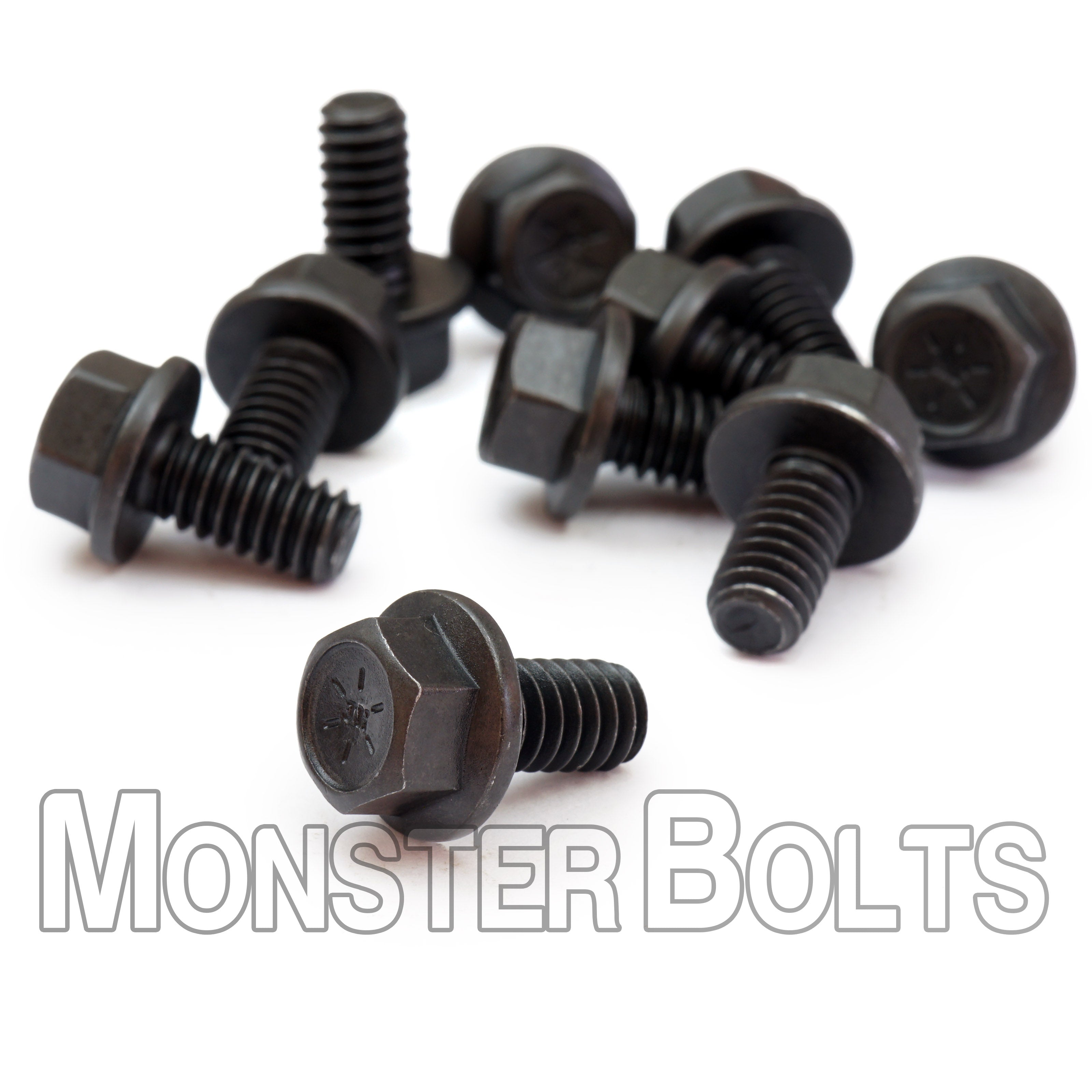 1/4"-20 Grade 8 Indented Hex Flange Screws (Frame Bolts) – Black Phosphate & Oil