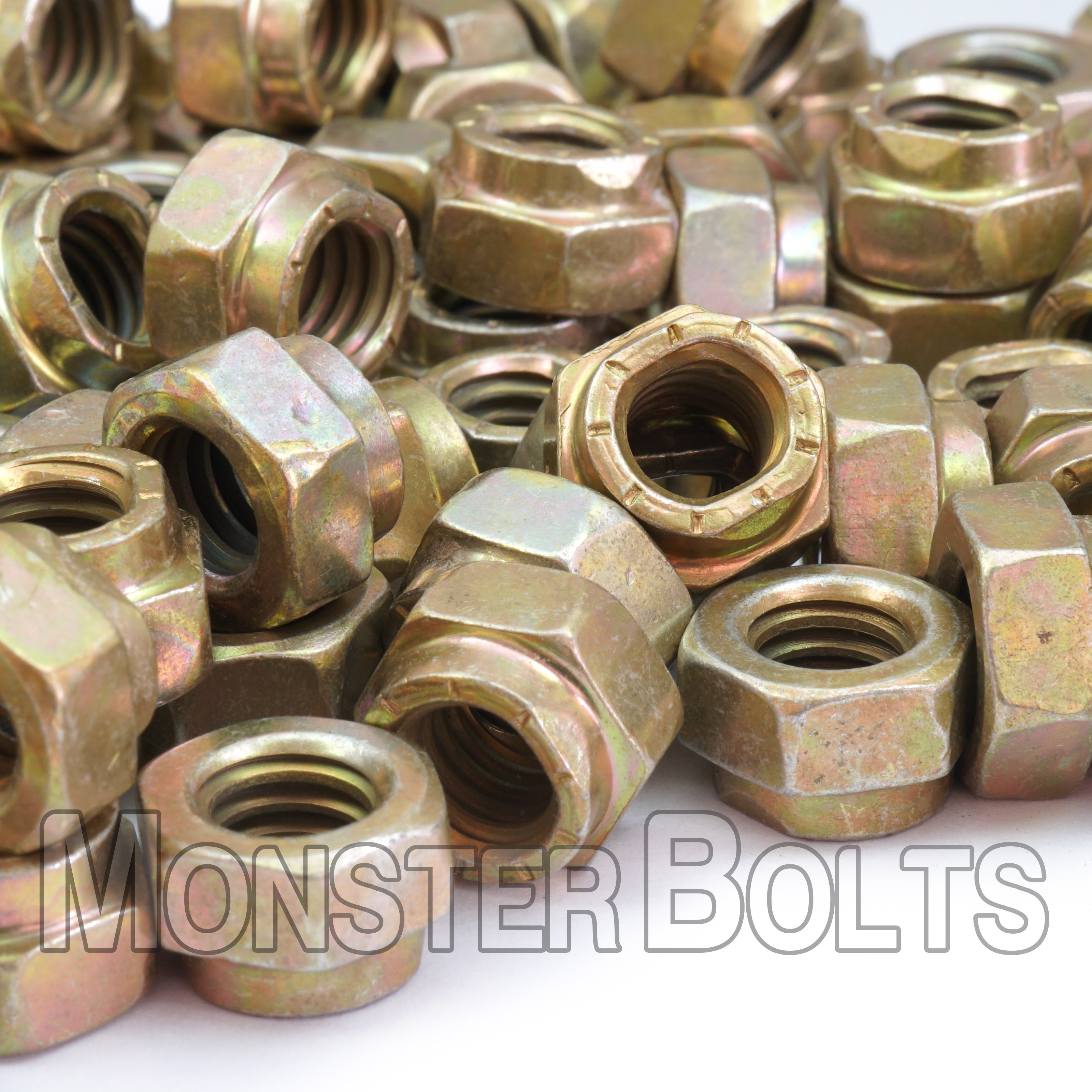 Bulk L9 Collar Locknuts – Alloy Steel Cadmium Yellow & Wax (Coarse Thread, Made in U.S.A.)