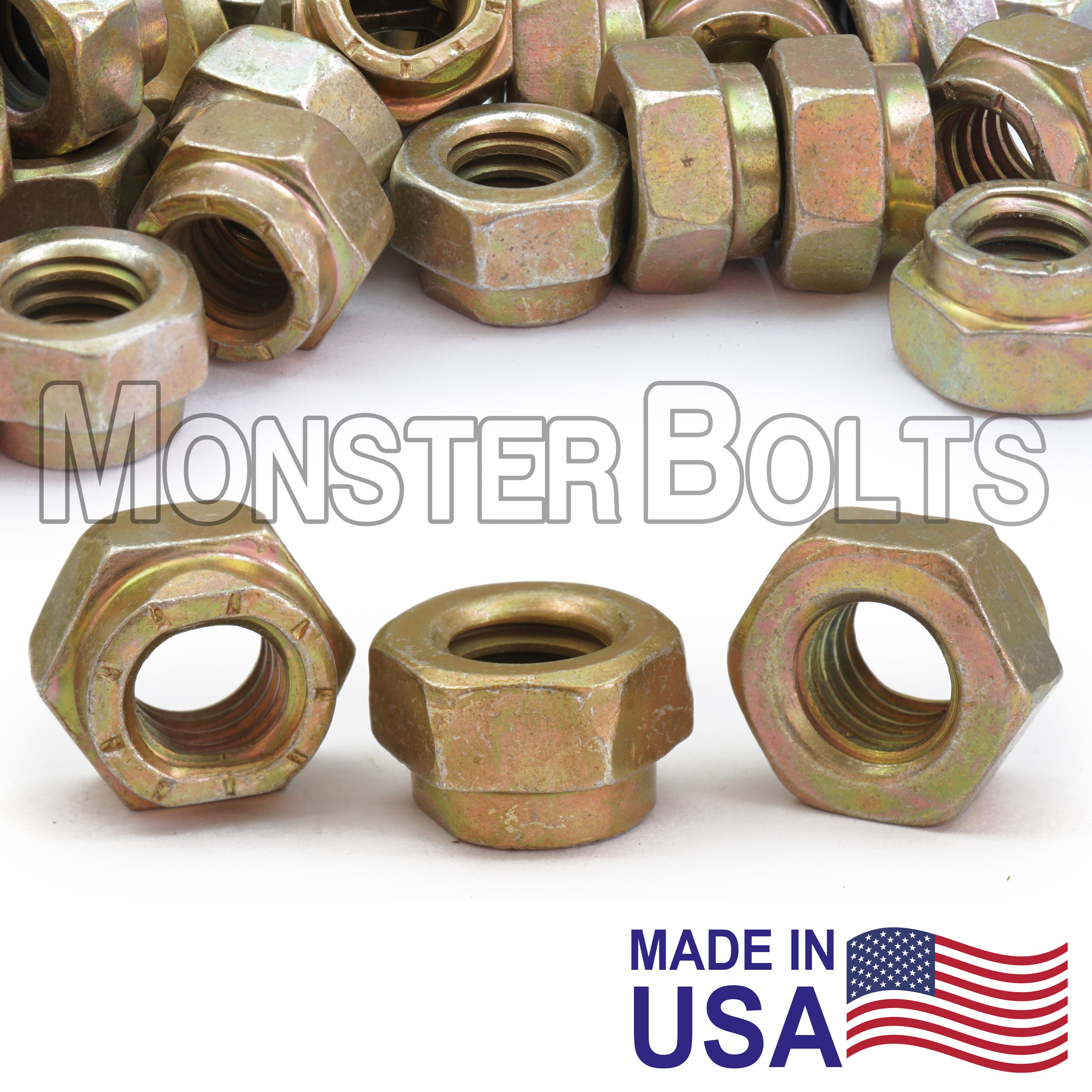 L9 Collar Locknuts – Alloy Steel Cadmium Yellow & Wax (Coarse Thread, Made in U.S.A.)