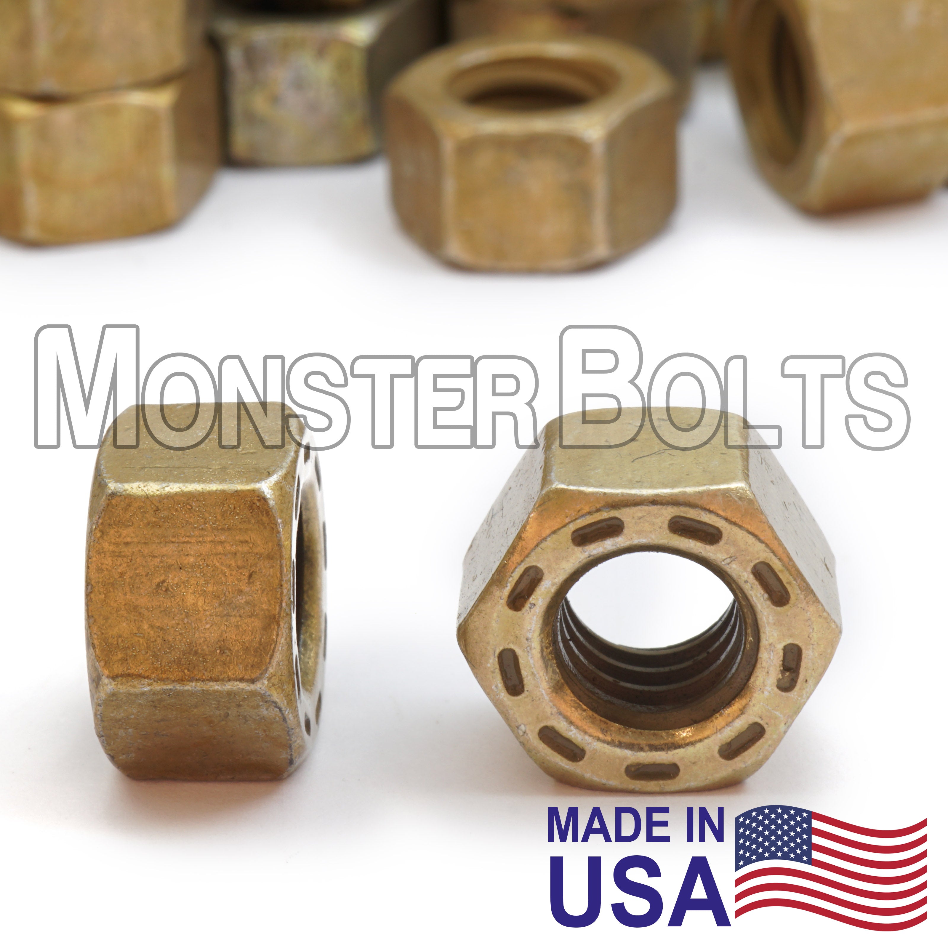 Bulk L9 Hex Nuts – Alloy Steel Cadmium Yellow & Wax (Coarse & Fine Thread, Made in U.S.A.)