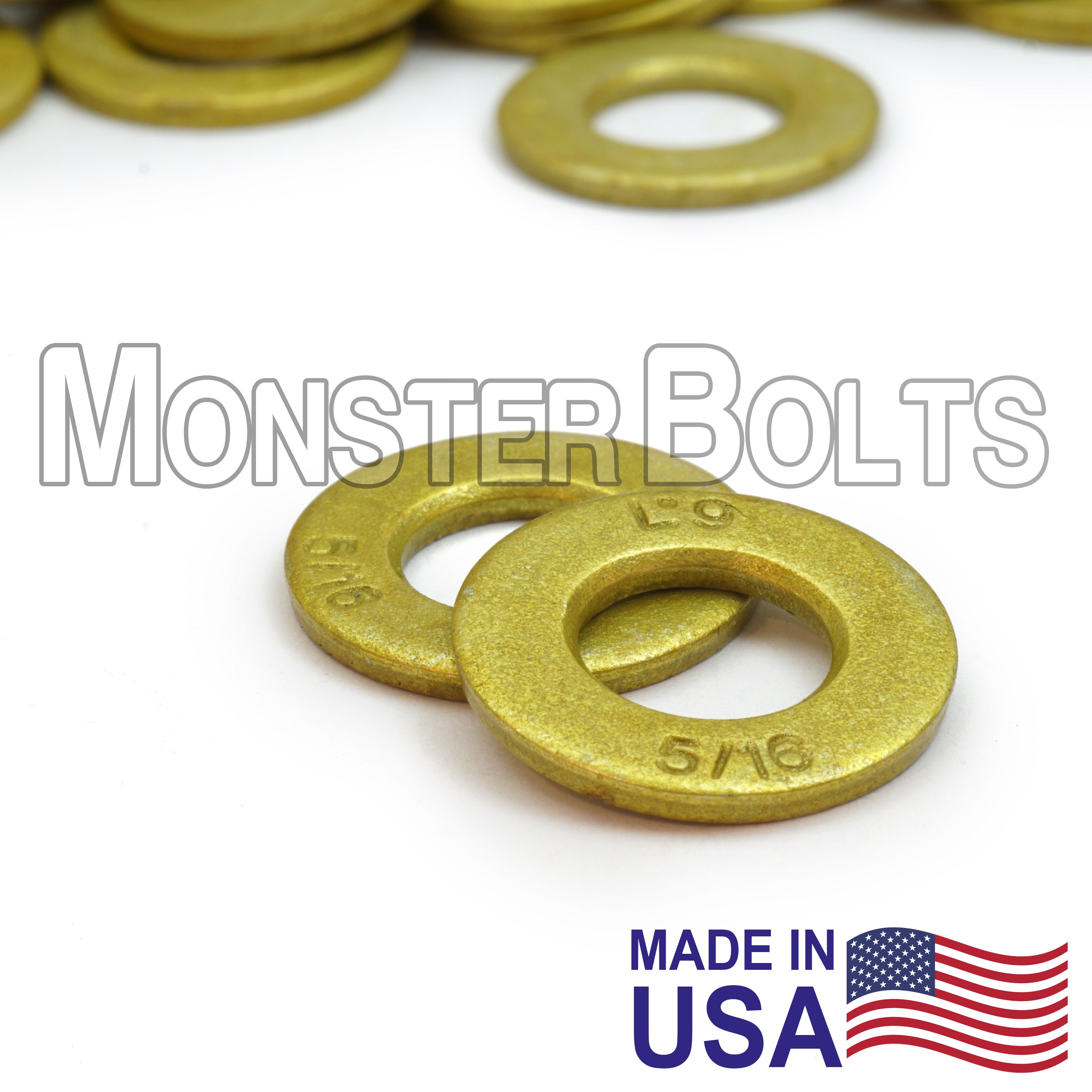 L9 SAE Tension Flat Washers – Alloy Steel Zinc Yellow CR+3 (Made in U.S.A.)