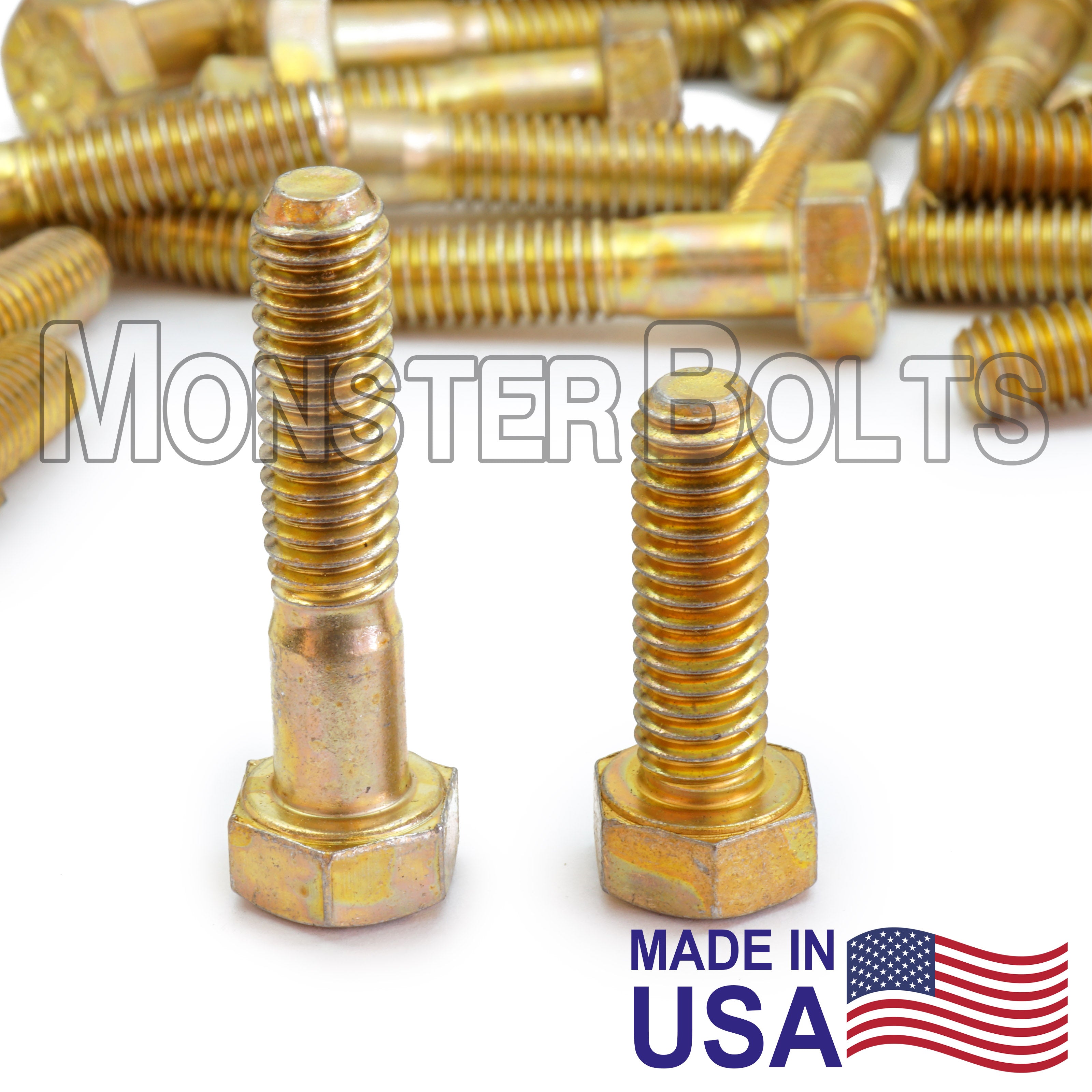 1"-14 L9 Hex Head Cap Screw – Fine (UNS) Thread Alloy Steel Zinc Yellow CR+3 (Made in U.S.A.)