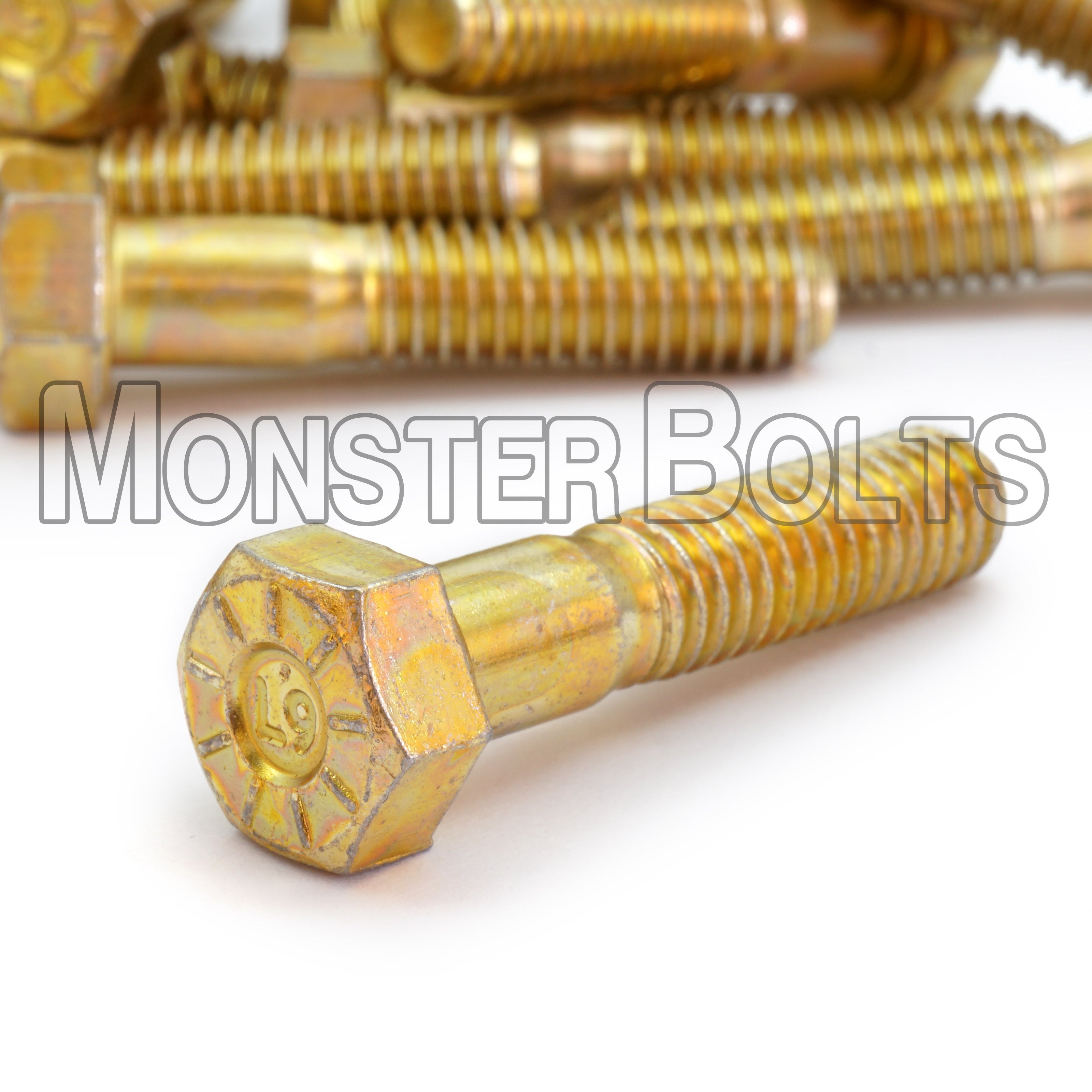 1"-14 L9 Hex Head Cap Screw – Fine (UNS) Thread Alloy Steel Zinc Yellow CR+3 (Made in U.S.A.)