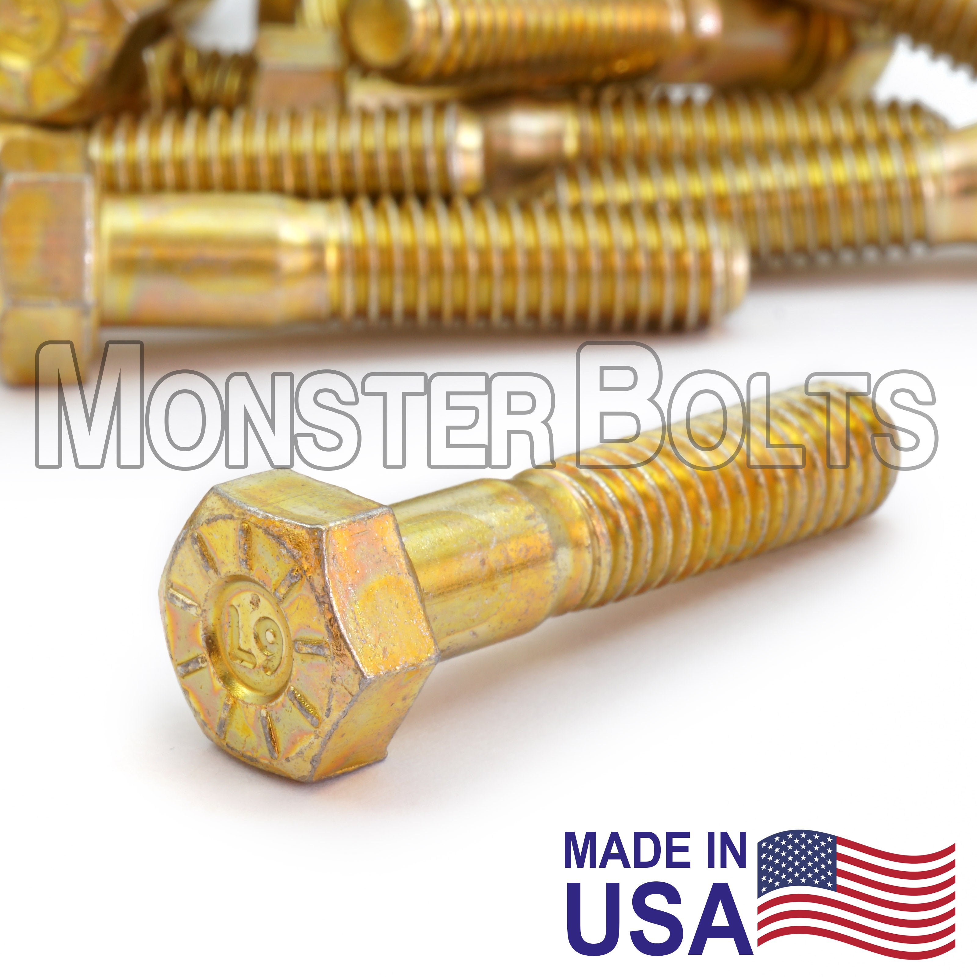 1"-14 L9 Hex Head Cap Screw – Fine (UNS) Thread Alloy Steel Zinc Yellow CR+3 (Made in U.S.A.)