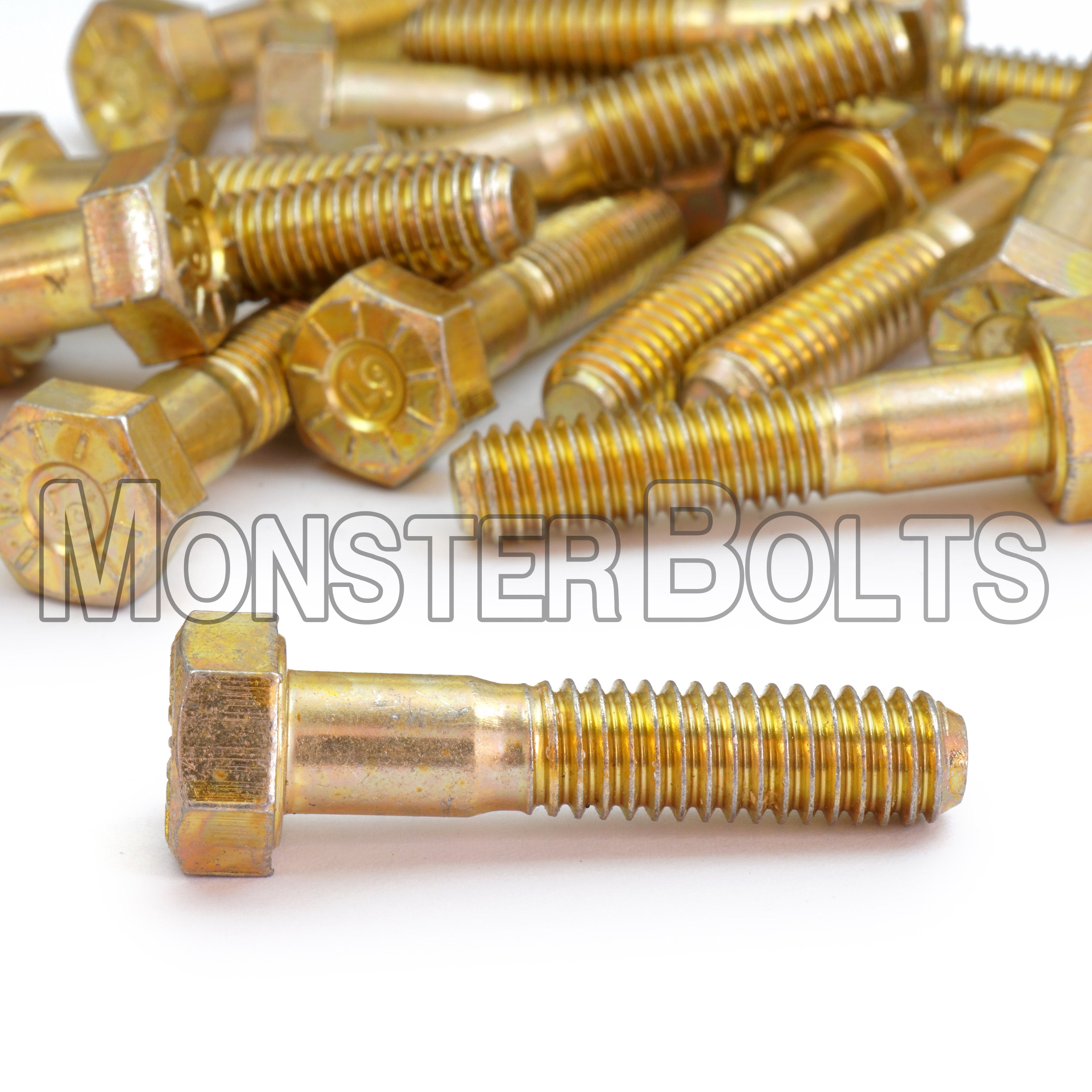 1"-14 L9 Hex Head Cap Screw – Fine (UNS) Thread Alloy Steel Zinc Yellow CR+3 (Made in U.S.A.)