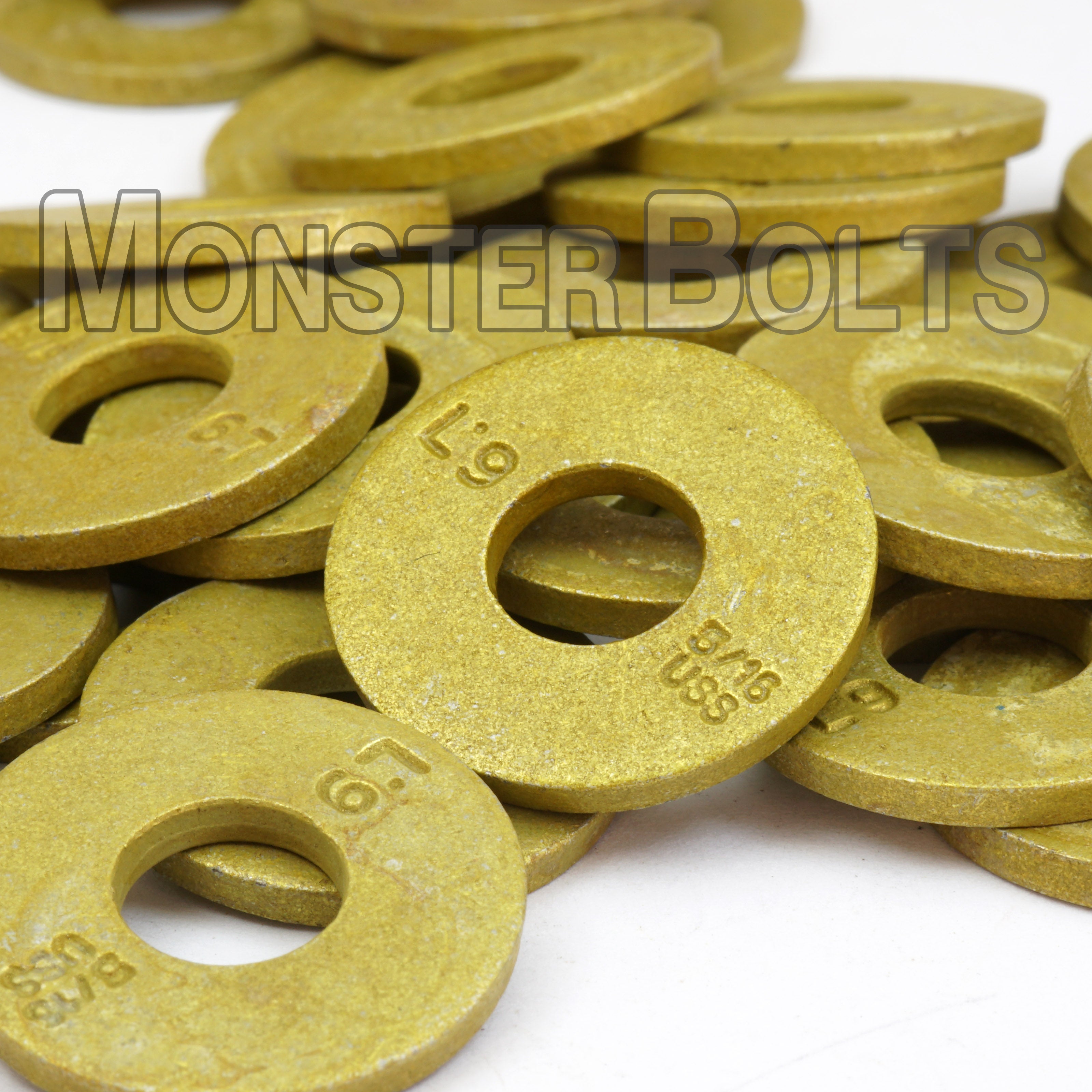 L9 USS Tension Flat Washers – Alloy Steel Zinc Yellow CR+3 (Made in U.S.A.)