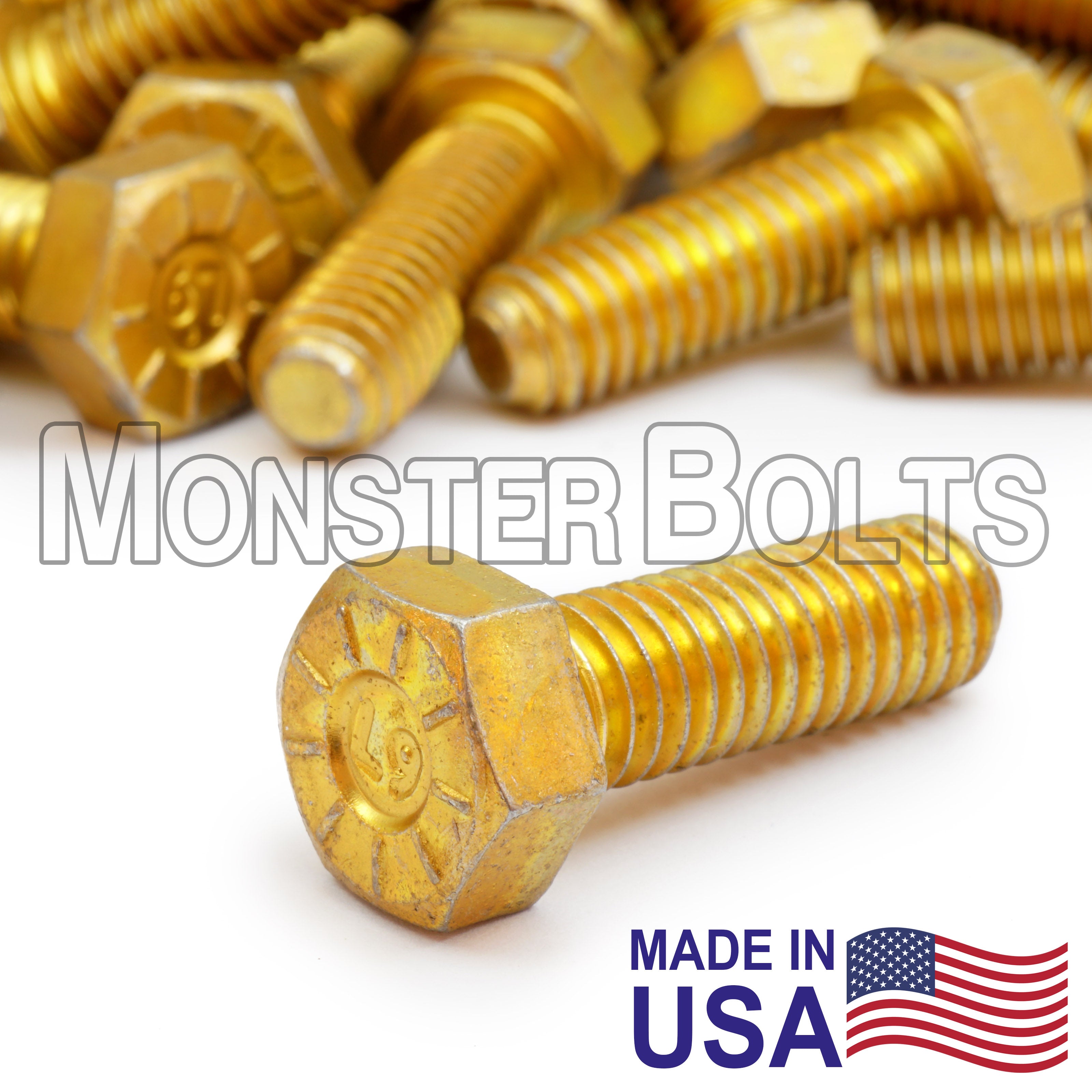 1/4"-28 L9 Hex Head Cap Screw – Alloy Steel Zinc Yellow CR+3 (Fine Thread, Made in U.S.A.)