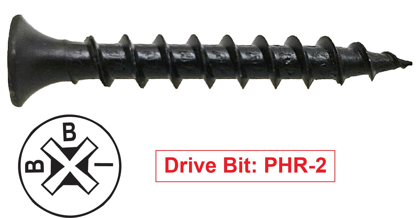 #10 x 1-1/2" Laminating Bugle Head Phillips Drywall Screws, Black Phosphate (Taiwan) - Proferred (Bulk)