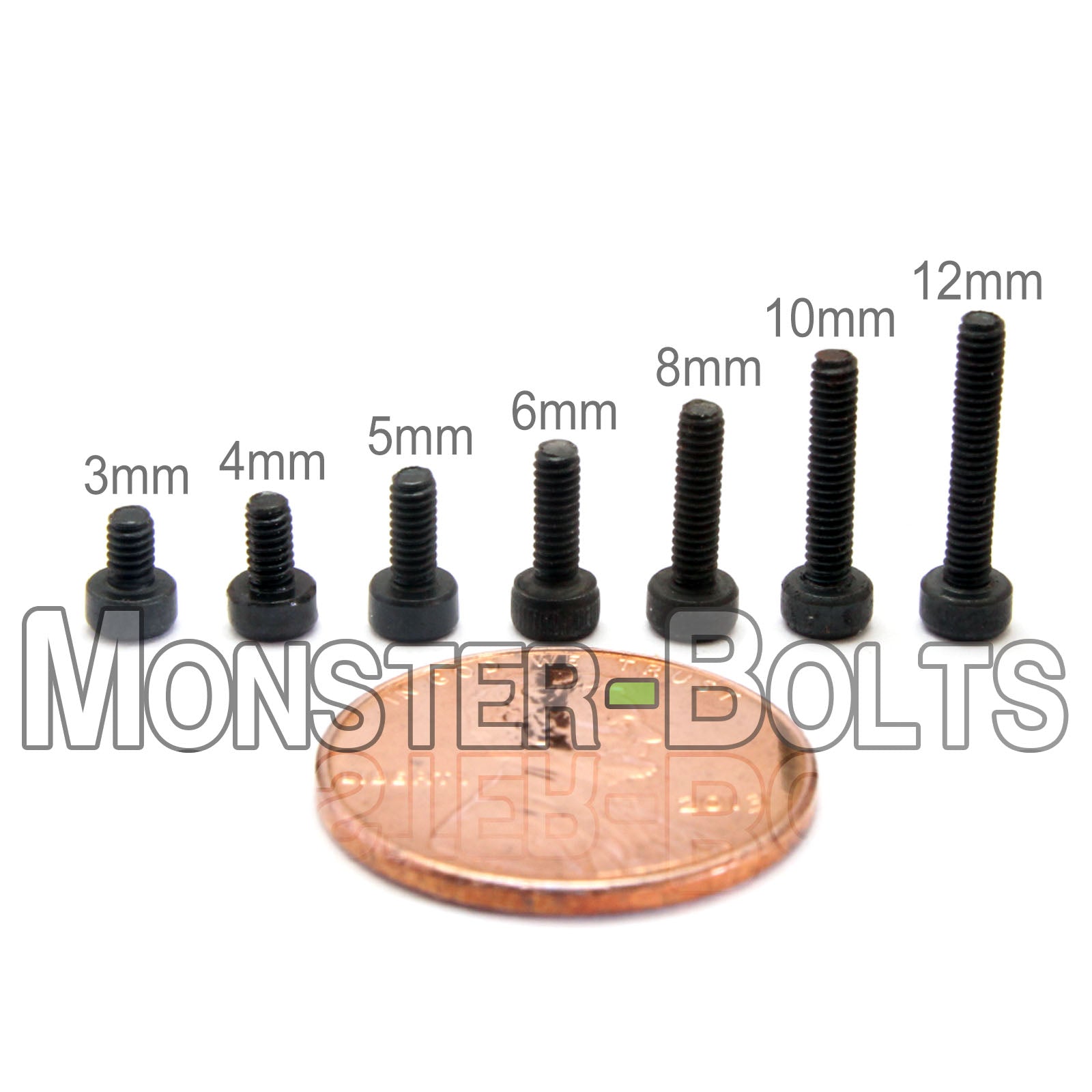 M2 Socket Head Cap screws, Class 12.9 Alloy Steel w/ Black Oxide