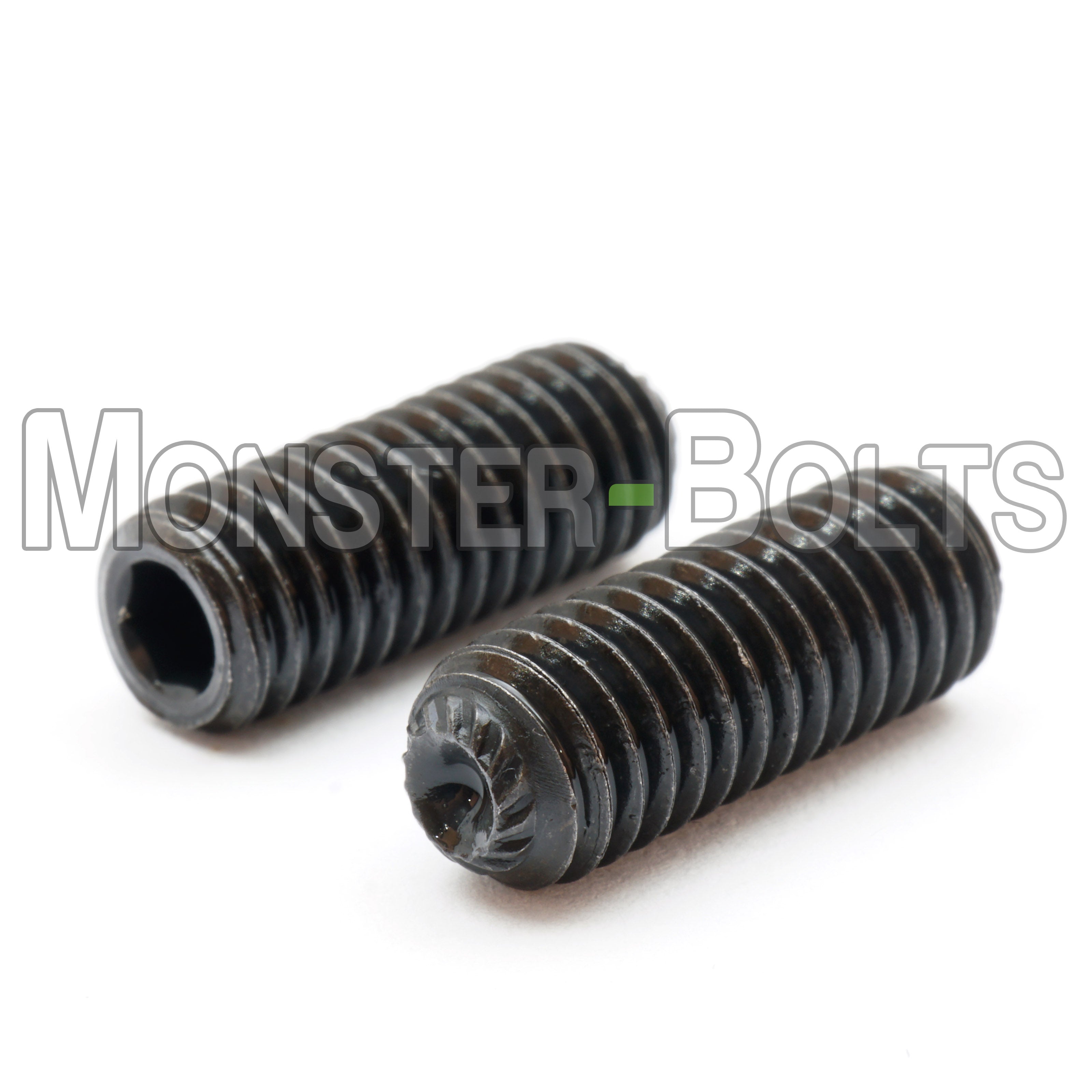 Bulk 1/4"-28 UNF Knurled Cup Point Socket Set Screws, Thermal Black Oxide