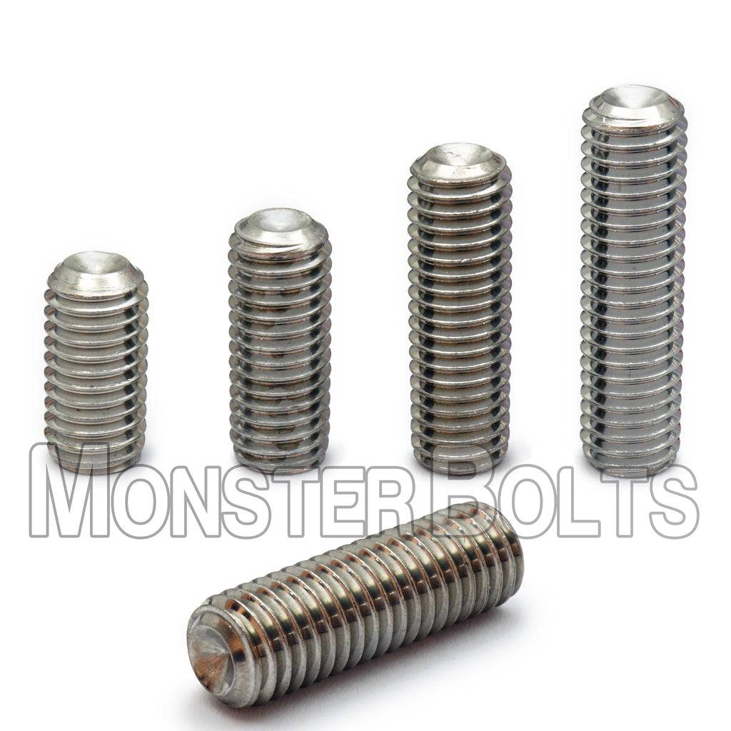 M8-1.25 Cup Point Socket Set Screws – 45H Alloy, Zinc-Bake CR+3 (Bulk)