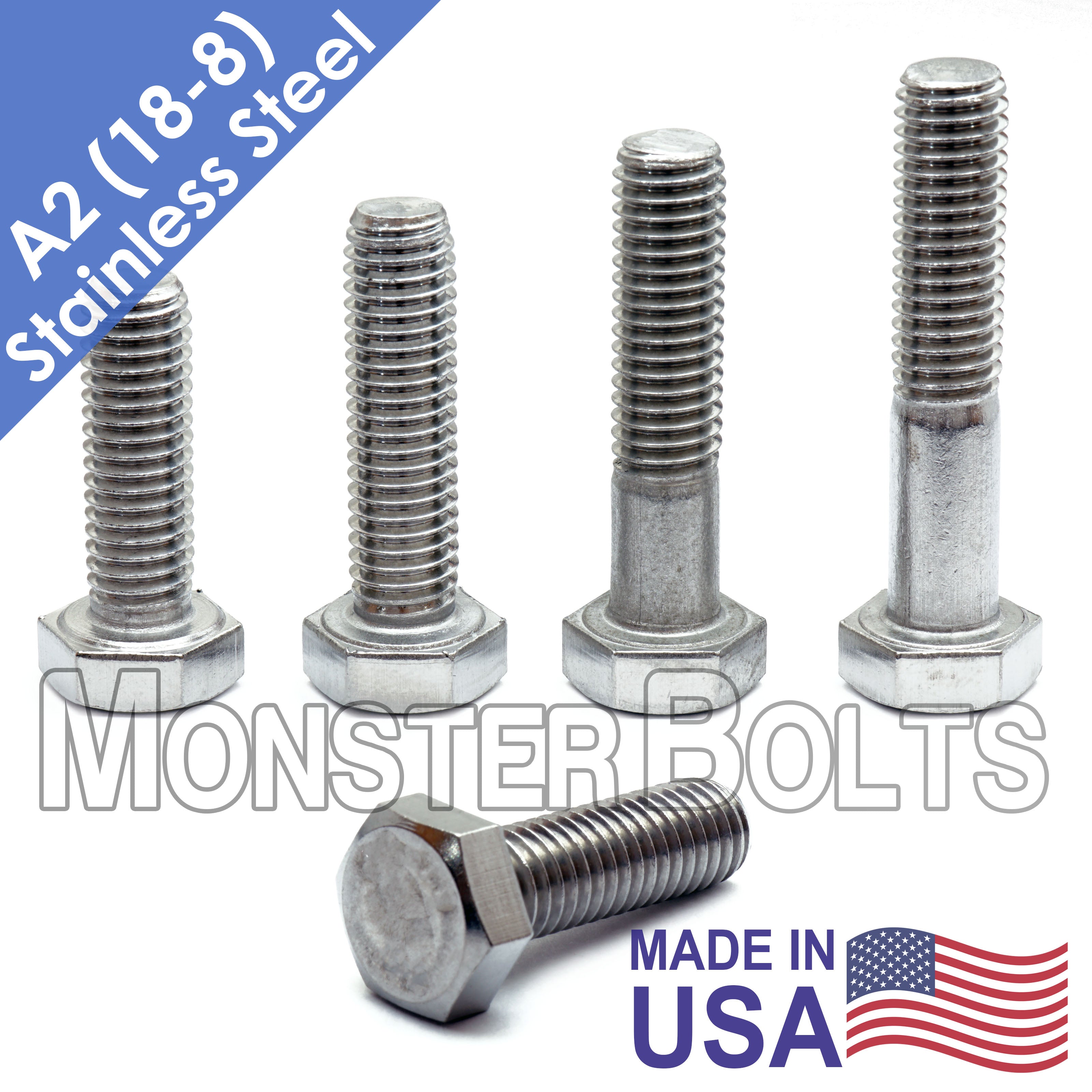 Bulk 7/8"-9 UNC Hex Cap Screws – USA-Made 18-8 Stainless (ASTM F593) | Monster Bolts