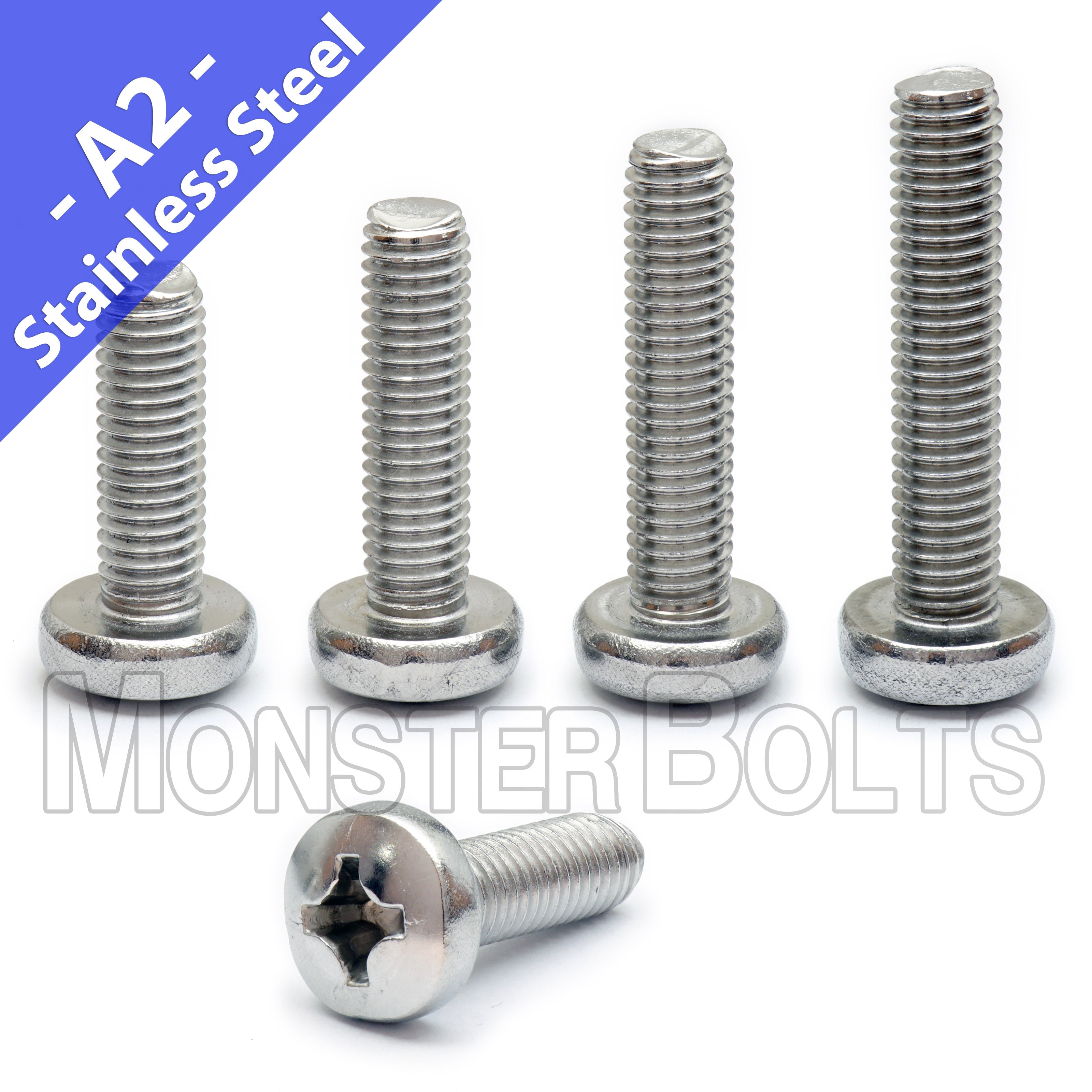 Bulk 1/4"-28 Machine Screws Phillips Pan Head Fine Stainless Steel 18-8 (A2)