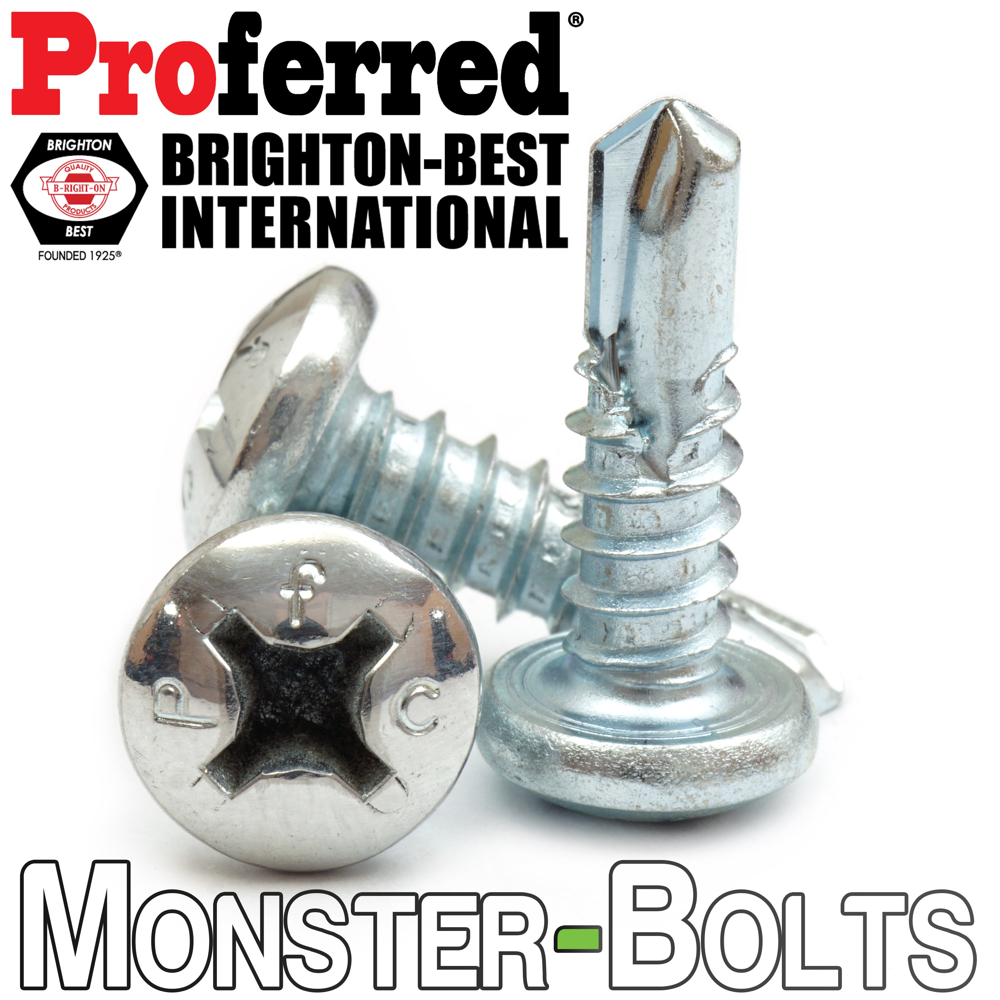 #6 Pan Head Phillips Self-Drilling Screws (#2 Point), Proferred, Zinc Cr+3 (Bulk)