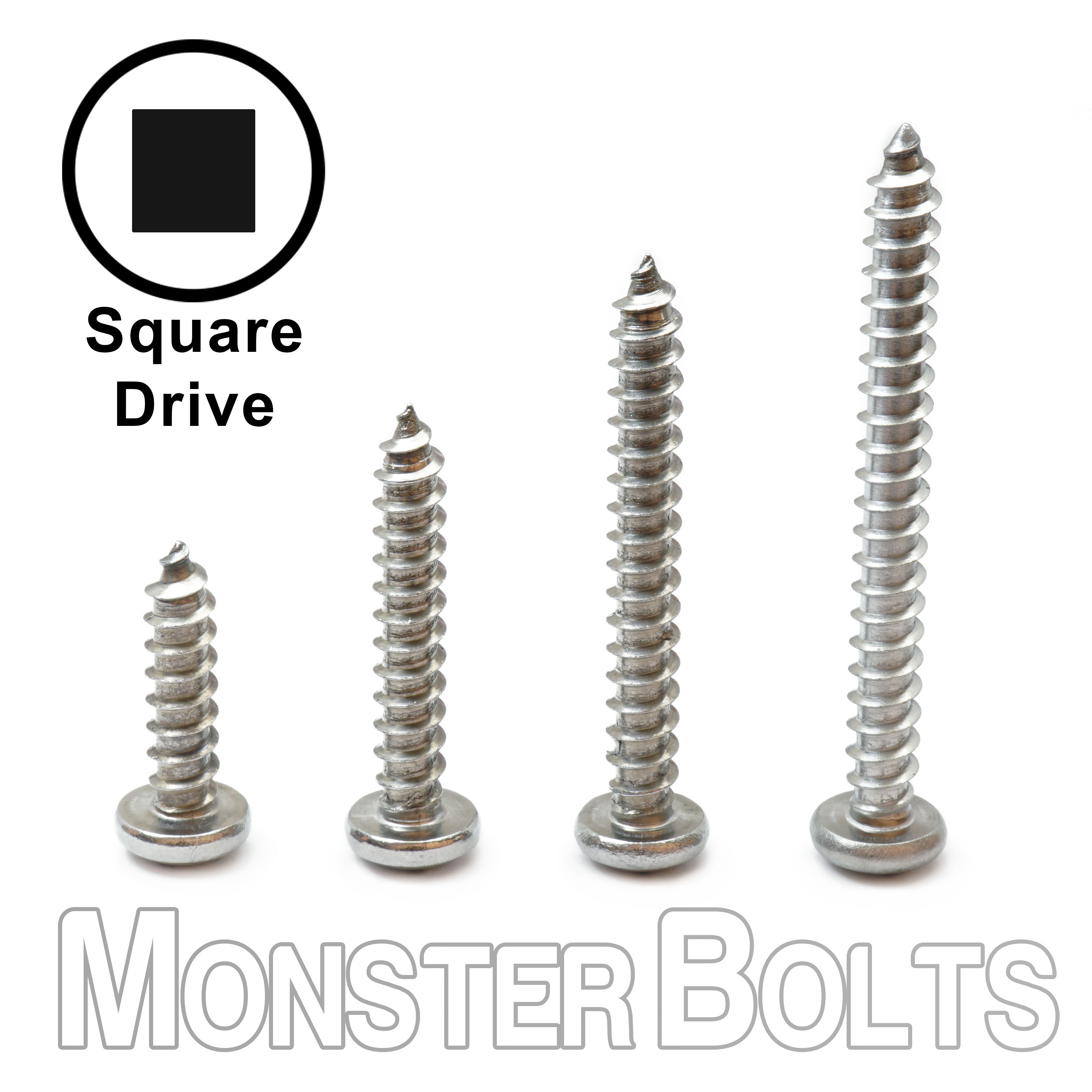 Bulk #6 Self-Tapping Screws – Square Drive Pan Head – Type A – Zinc Plated Steel (CR+3) – RoHS