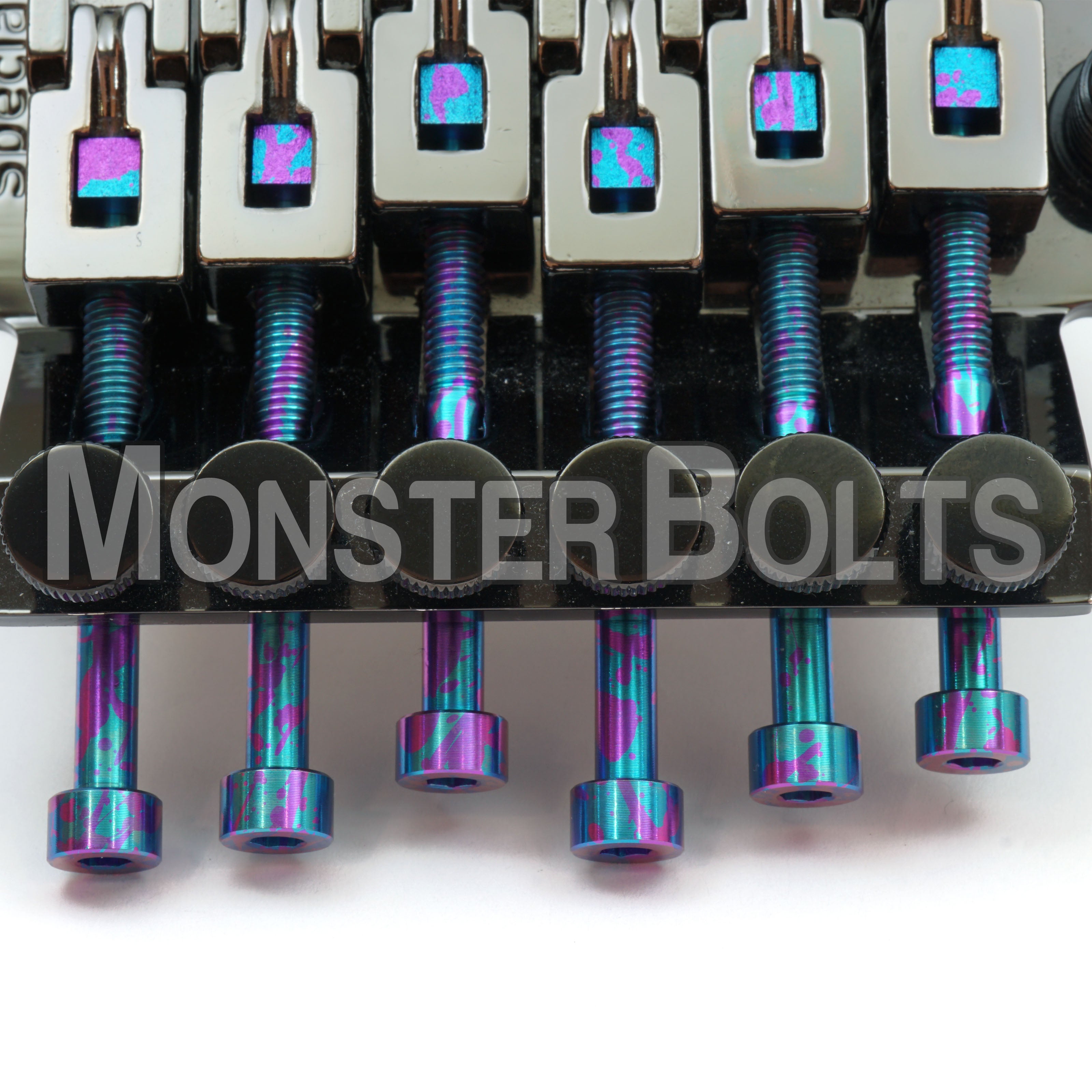 Full Set of Purple and Blue Splatter Anodized Titanium - For Floyd Rose / Ibanez Edge