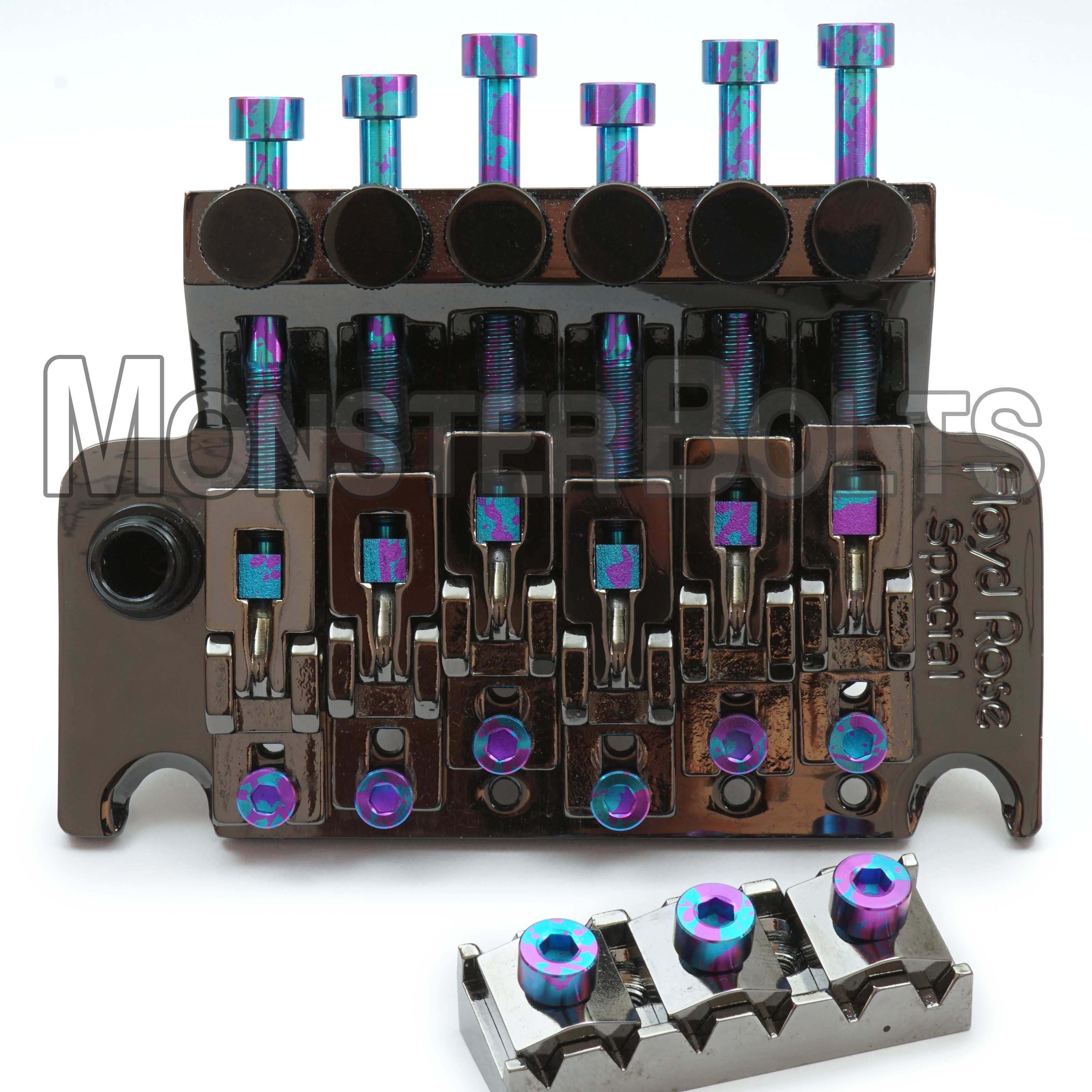 Full Set of Purple and Blue Splatter Anodized Titanium - For Floyd Rose / Ibanez Edge