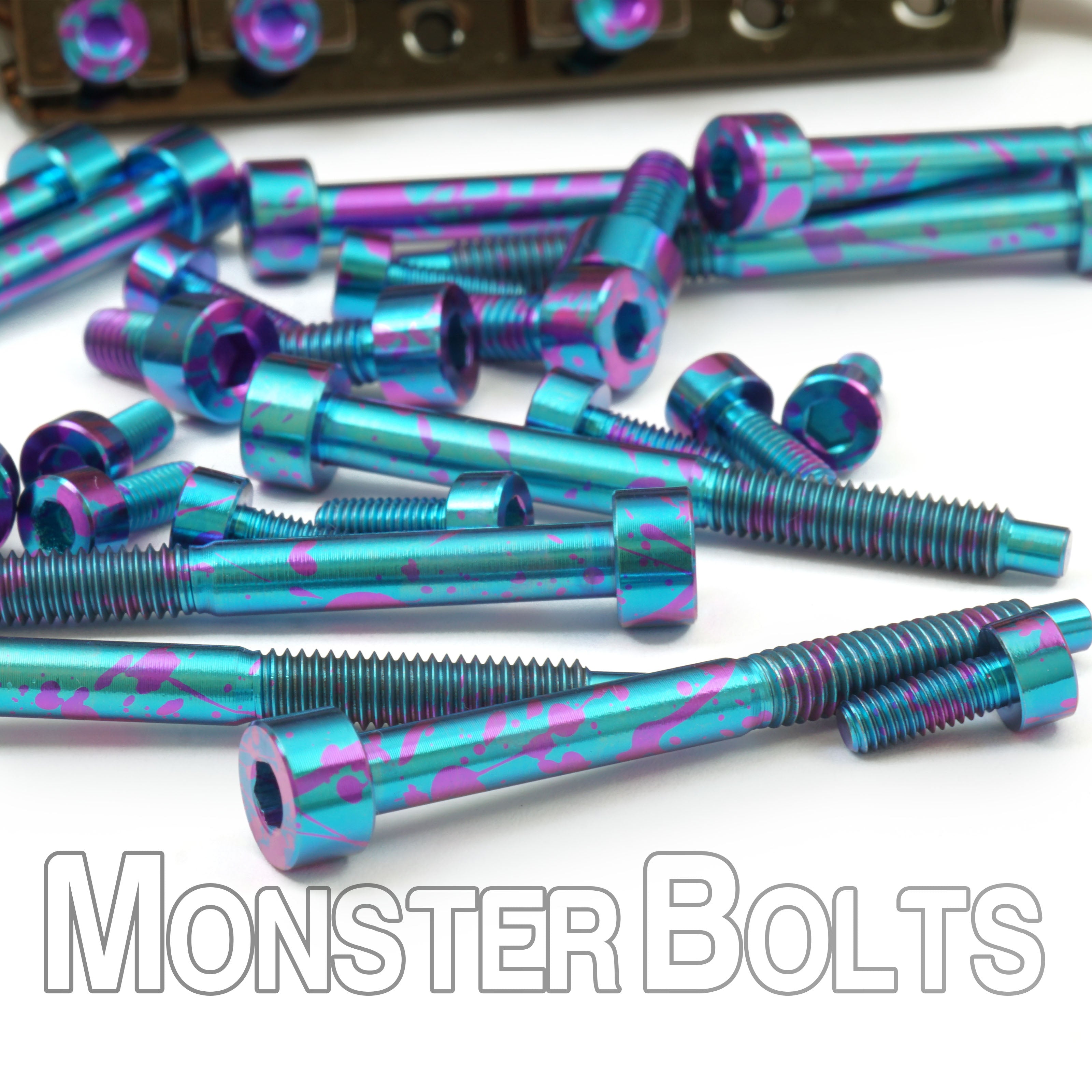 Full Set of Purple and Blue Splatter Anodized Titanium - For Floyd Rose / Ibanez Edge