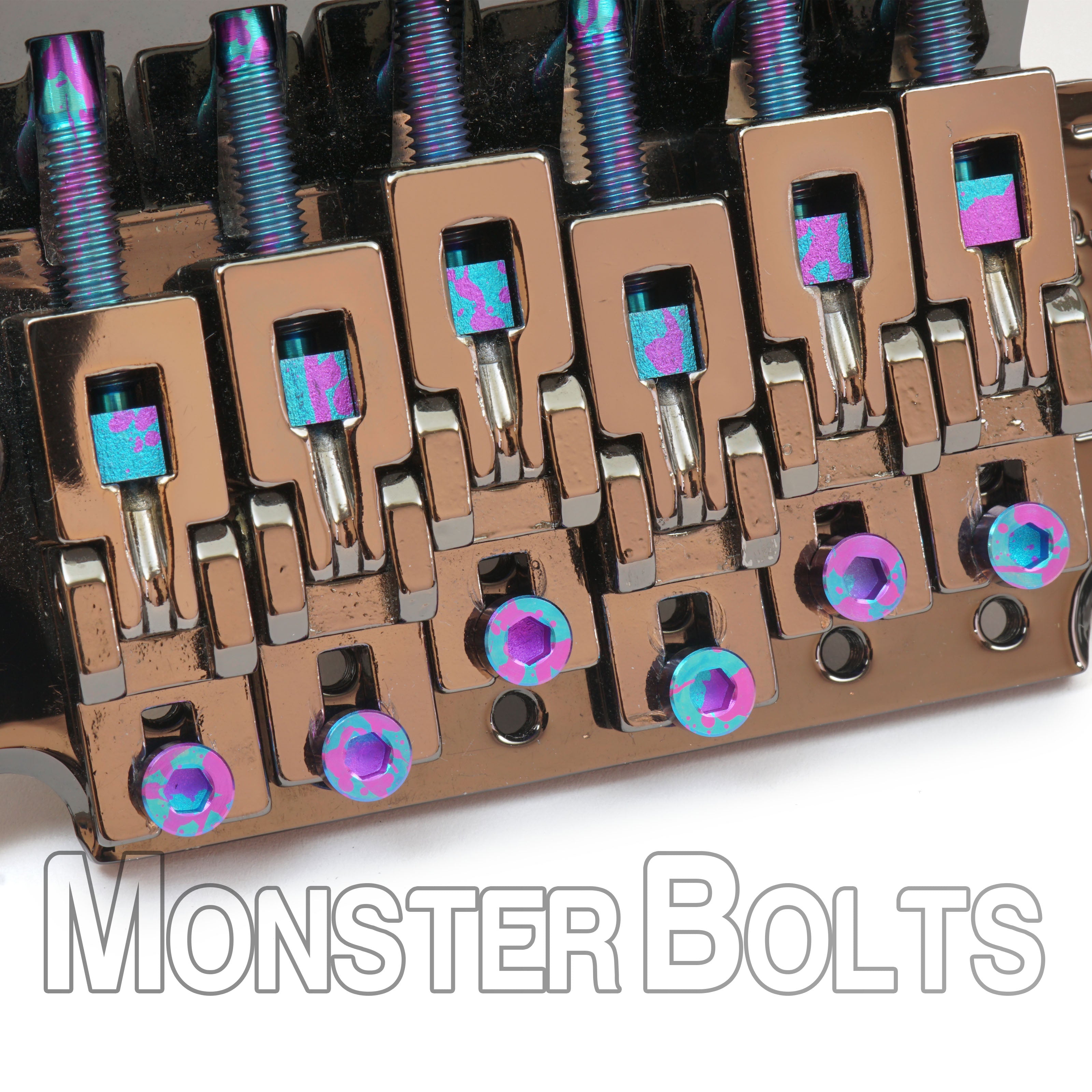 Full Set of Purple and Blue Splatter Anodized Titanium - For Floyd Rose / Ibanez Edge