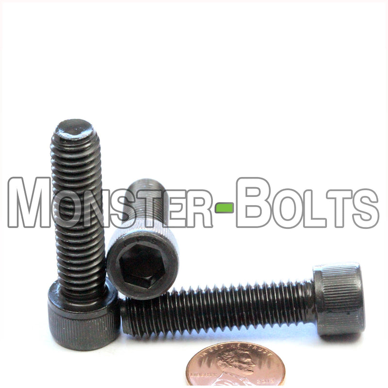 7/16"-14 x 1-1/2" Socket Head Cap screw, alloy steel with black oxide finish. Shown with US penny for screw size.