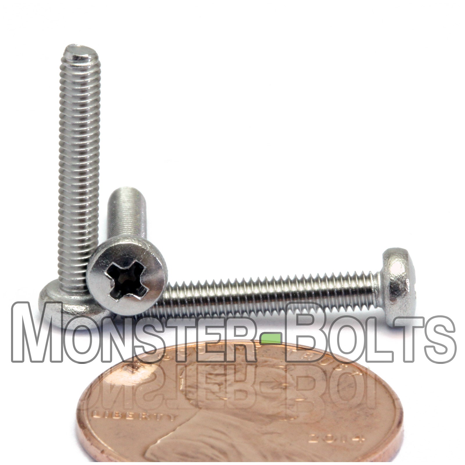 M2.5 Phillips Pan Head Machine screws, A2 Stainless Steel DIN 7985A Coarse Thread