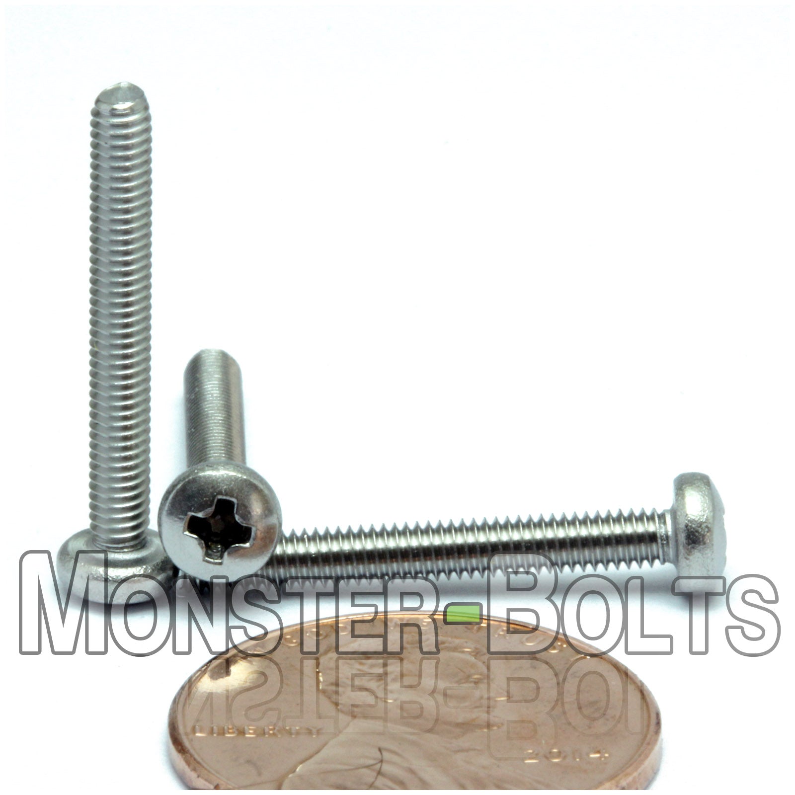 M2.5 Phillips Pan Head Machine screws, A2 Stainless Steel DIN 7985A Coarse Thread