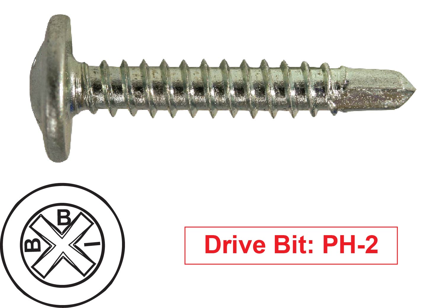 #8-18 & #10-16 K-Lath Head Phillips Self-Drilling Screws (#2 Point), Proferred Zinc CR+3 (Bulk)