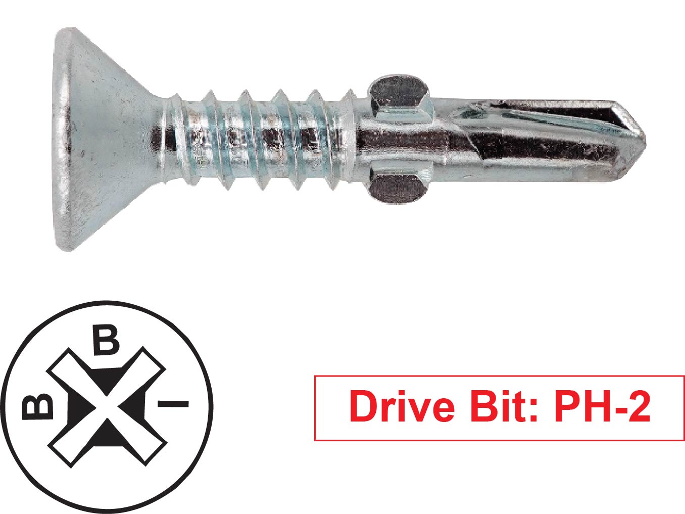 Flat Head Phillips Reamer Self-Drilling Screws (Wings), Proferred, Zinc Cr+3 (Bulk)  - Available in #10-16, #12-24, and 1/4"-20