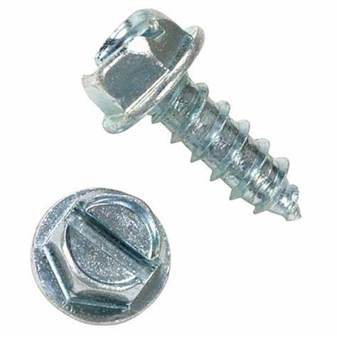 Bulk #6 Slotted Indent Hex Washer Head Type A Self-Tapping Screws – Zinc CR+3 – Monster Bolts