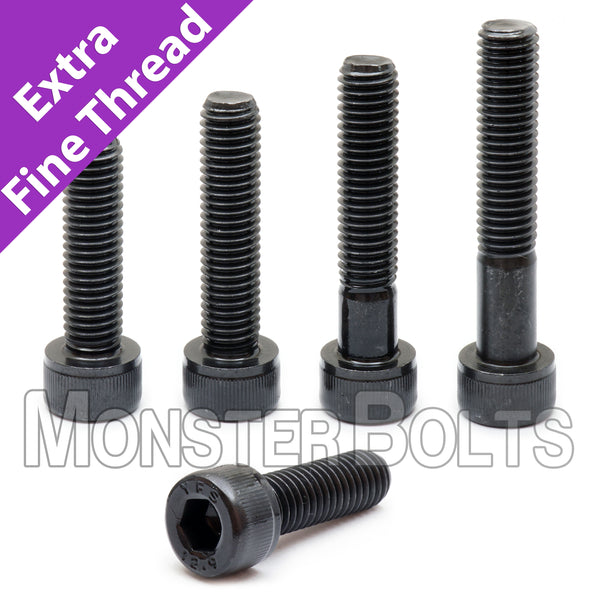 Metric Extra Fine Thread M12-1.25 Socket Head Cap screws, Class 12.9 Alloy Steel w/ Black Oxide