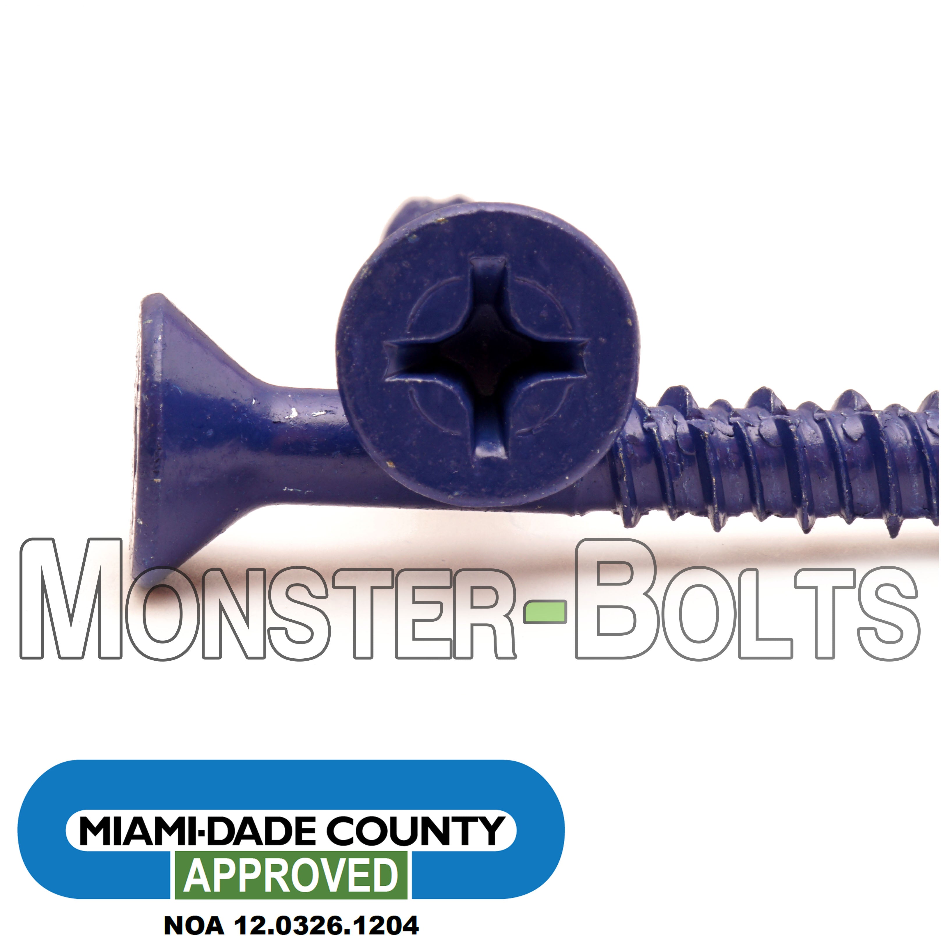Bulk 1/4" Flat Head Phillips Tapking® SD Concrete Screws – Blue DurableCoat – Monster Bolts