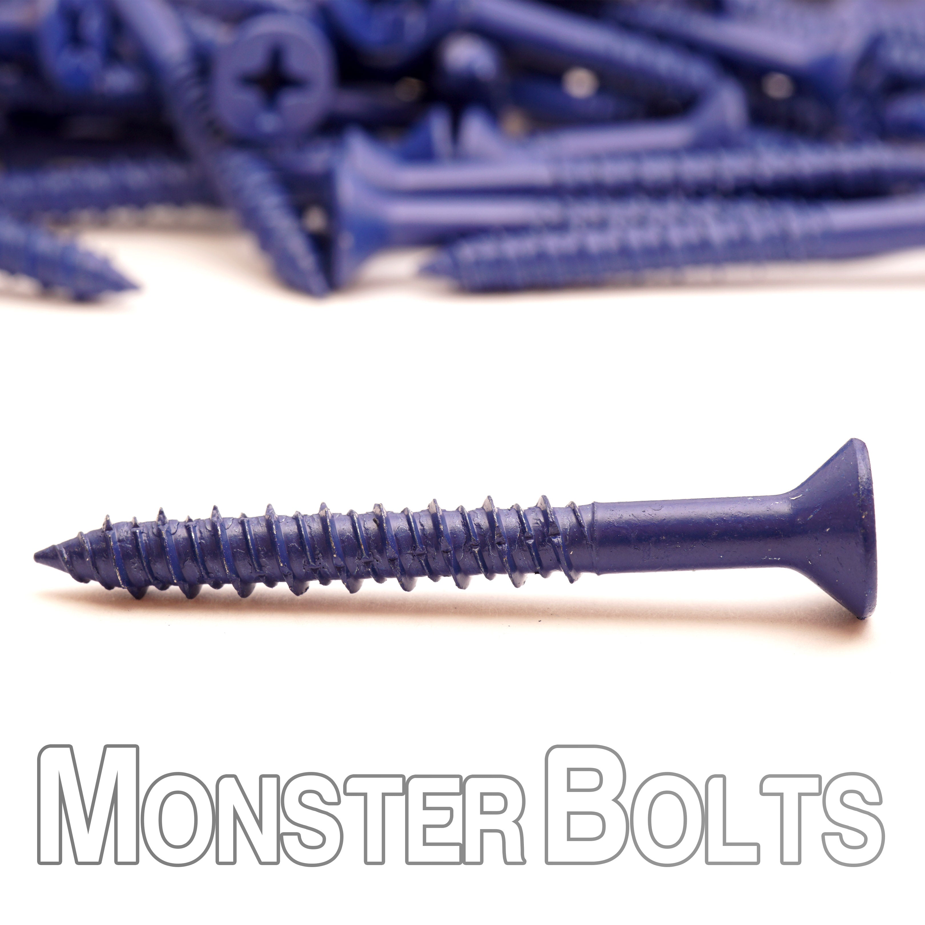 Bulk 1/4" Flat Head Phillips Commercial Concrete Screws – Blue Finish – Monster Bolts